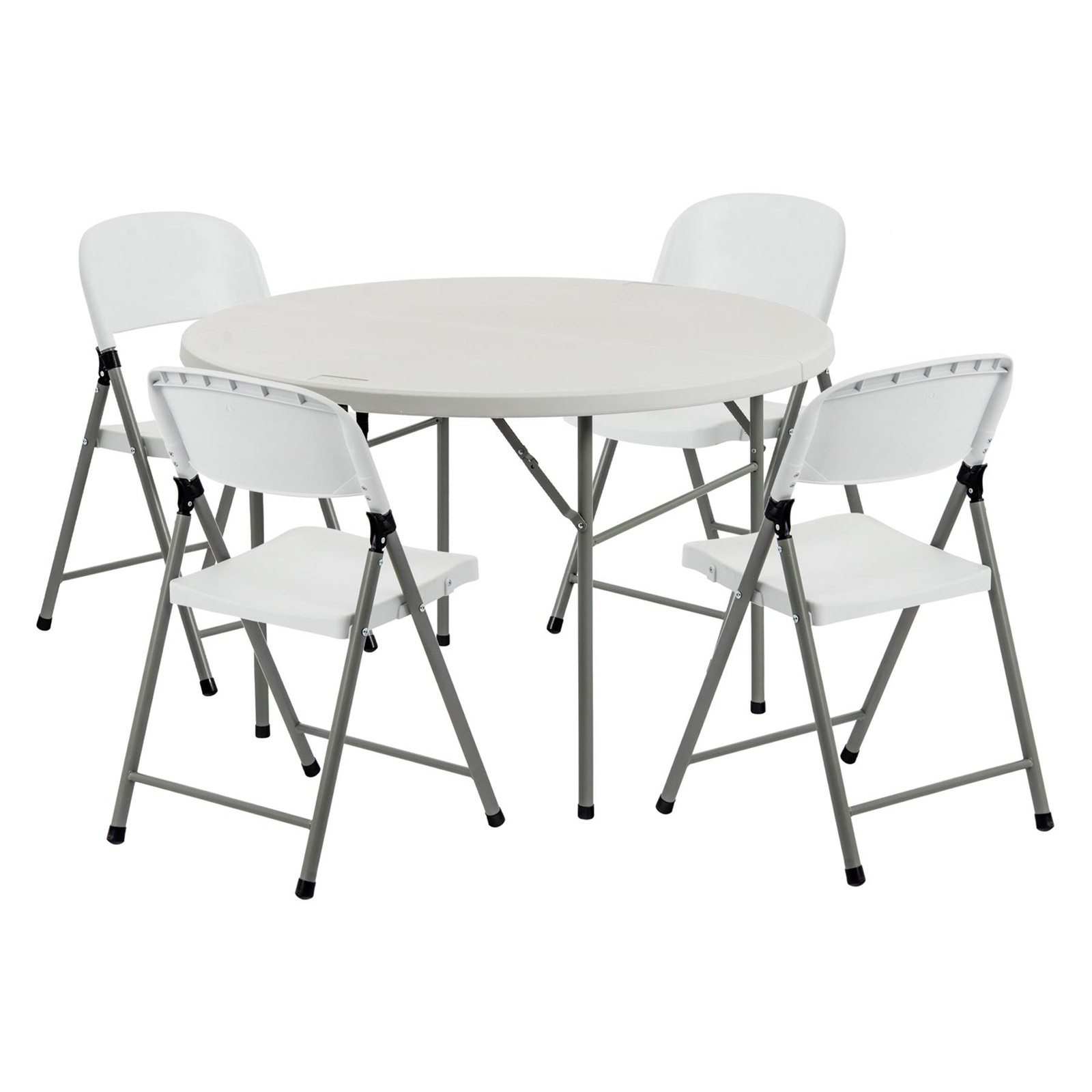 Folding Camping Picnic Table & Chair Set 120cm (4ft) White Portable