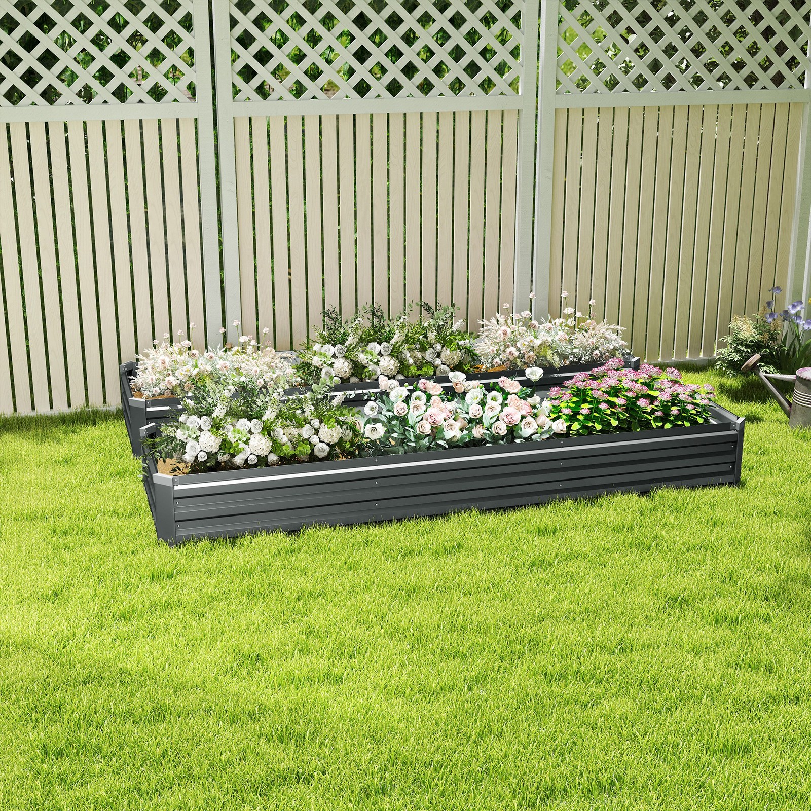 Galvanised Raised Garden Bed 240x60cm Rectangular Elevated Planter Box Pack of 2