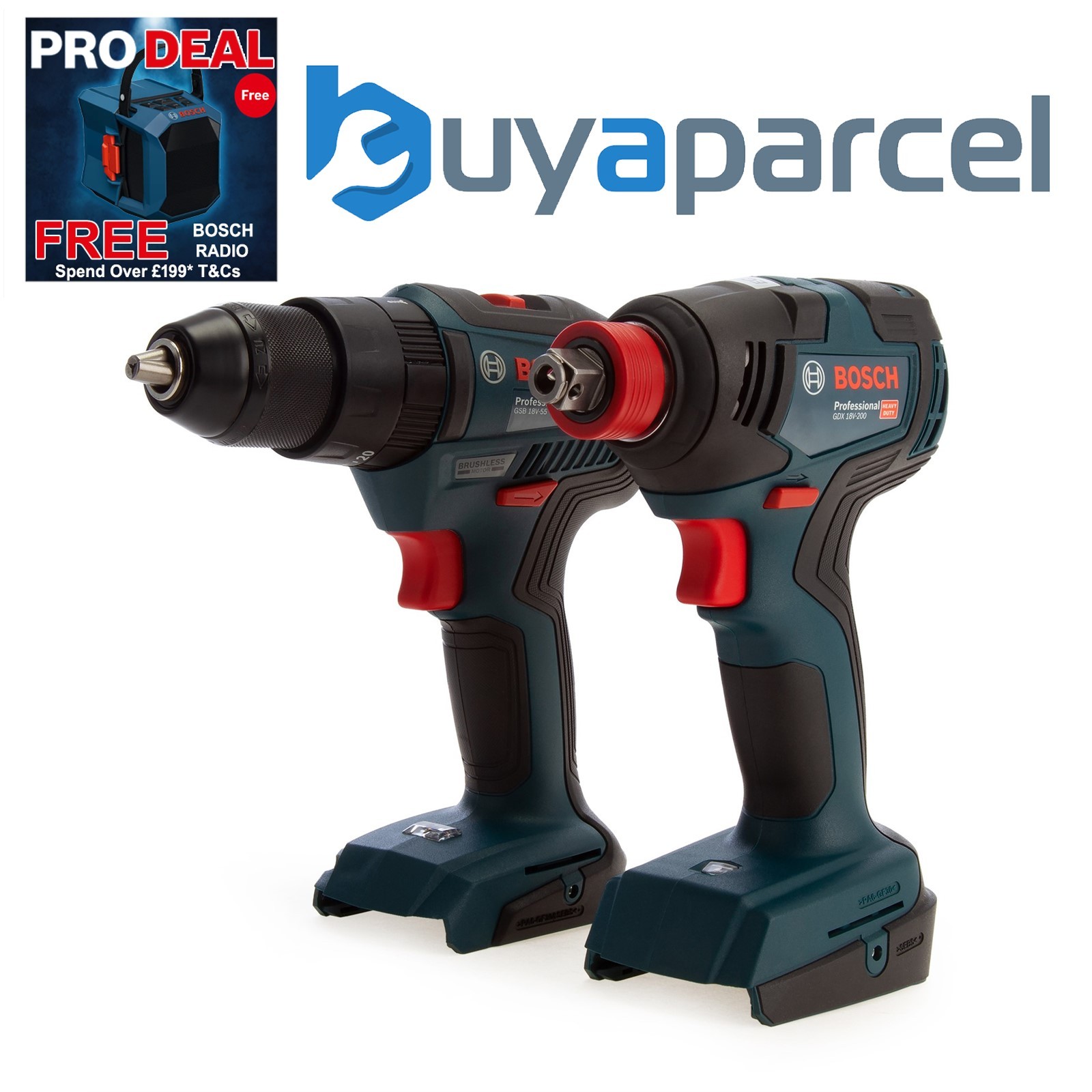 Bosch 18v GSB 18V-55 Brushless Combi Drill GDX 18V-200 Impact Driver Wrench Bare