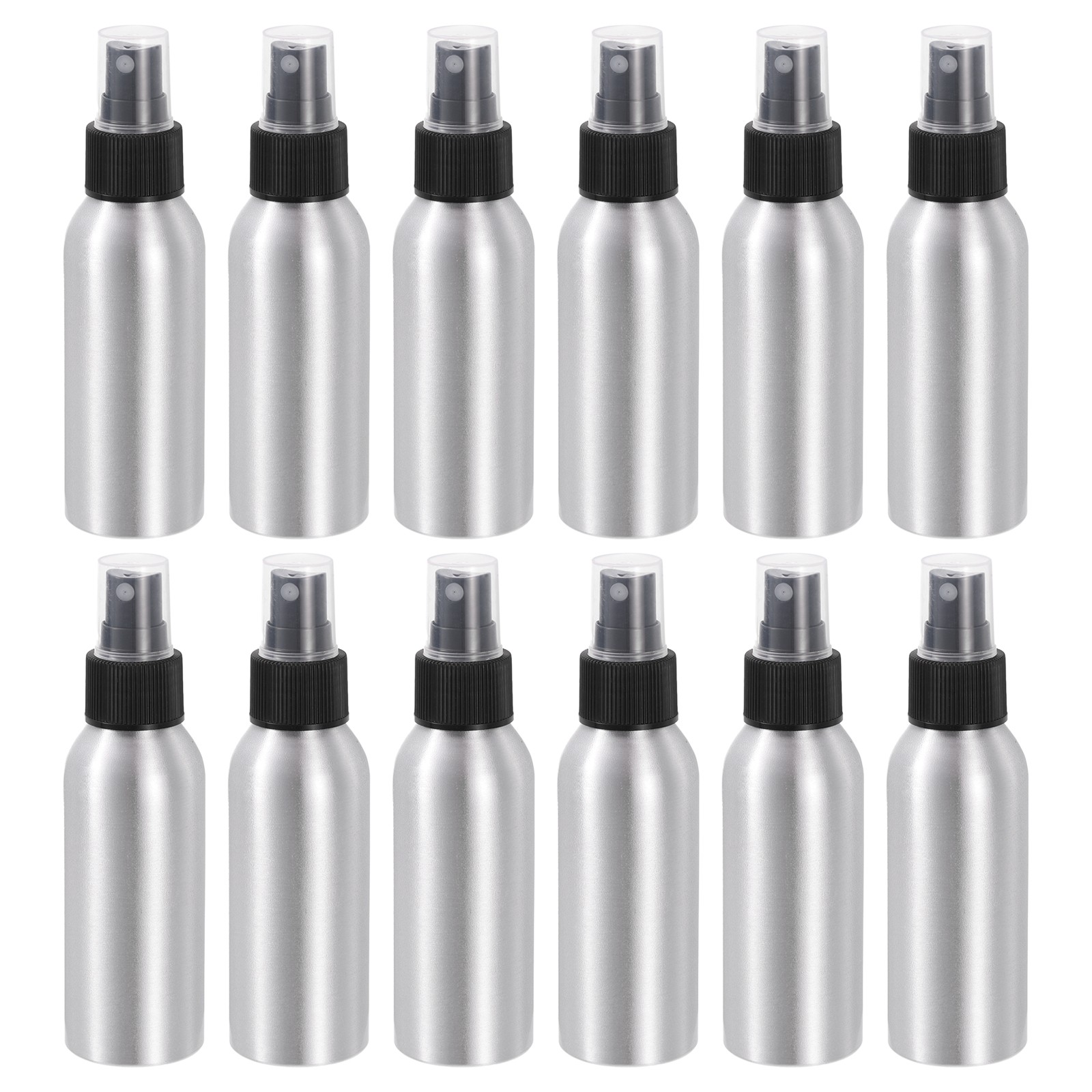 12pcs 100ml/3oz Aluminium Spray Bottle with Black Fine Mist Sprayer