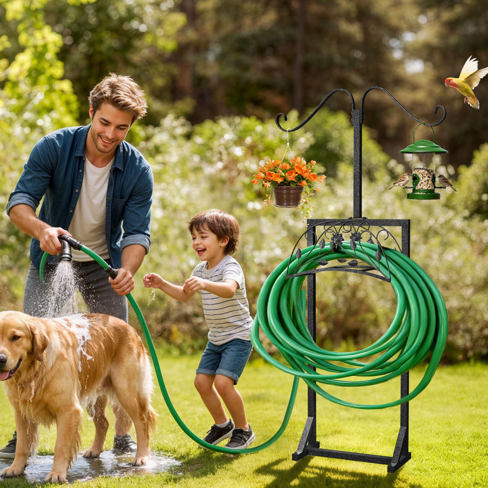 Garden Hose Holder Upgraded Water Hose Holder with Shepherds Hook Hose Organizer