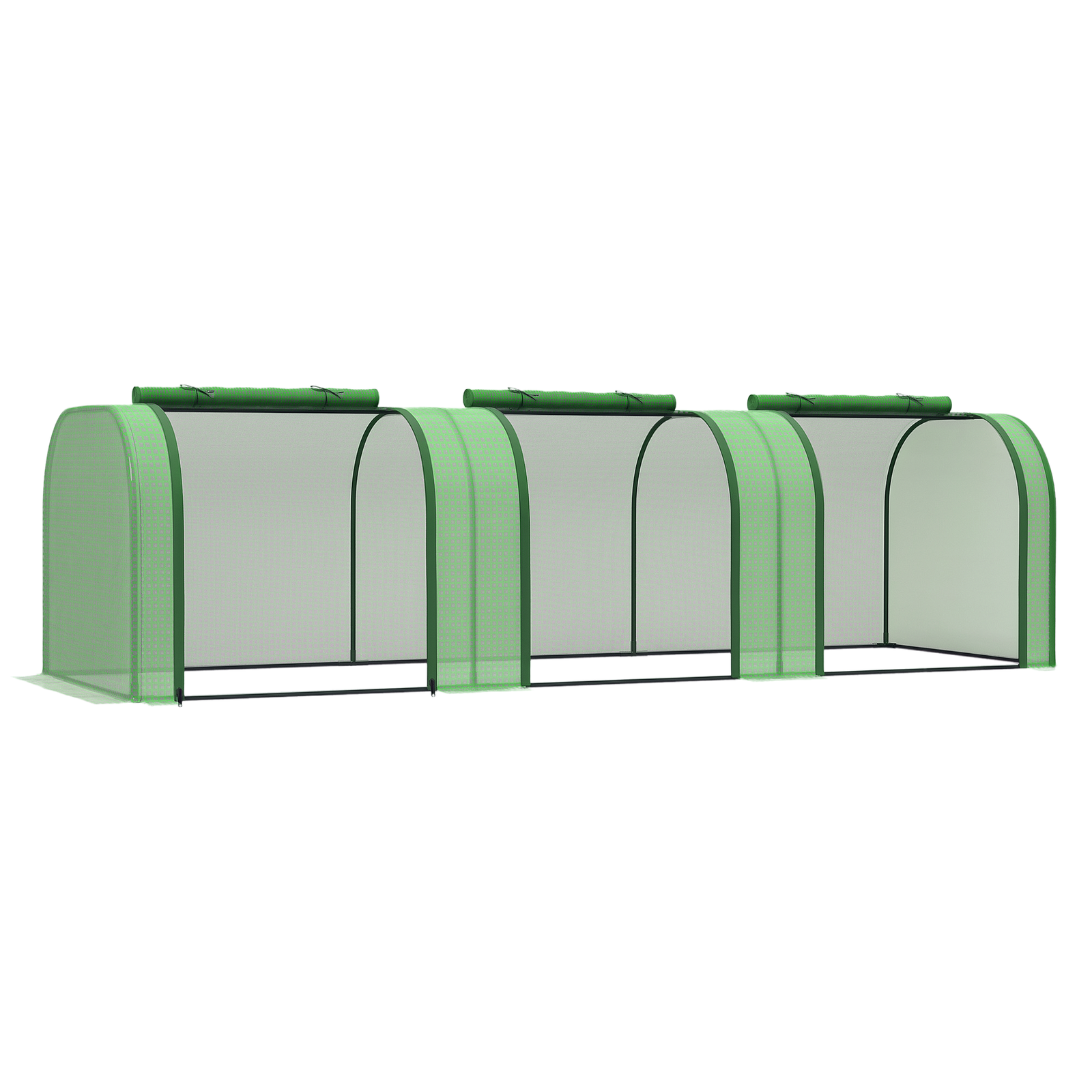 Outsunny Tunnel Greenhouse Steel Frame for Garden w/ Zipper Doors