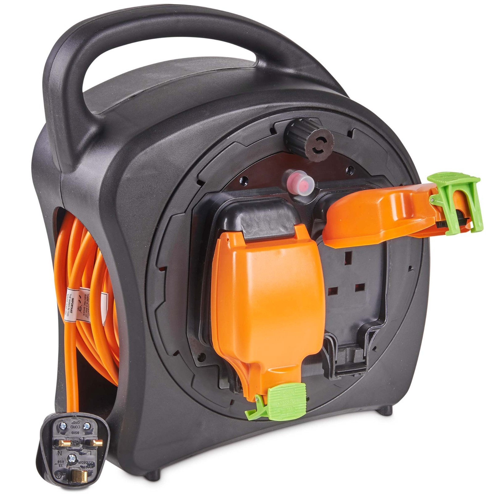 VonHaus Extension Reel 25m Double Socket, Splash Proof for Indoor/Outdoor Use