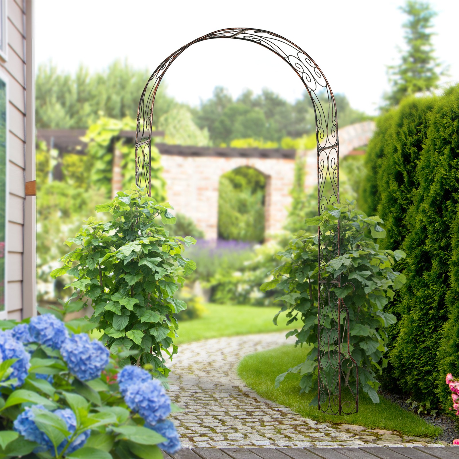 Metal Decorative Garden Rose Arch Arbour Trellis for Wedding 120Lx30Wx226Hcm