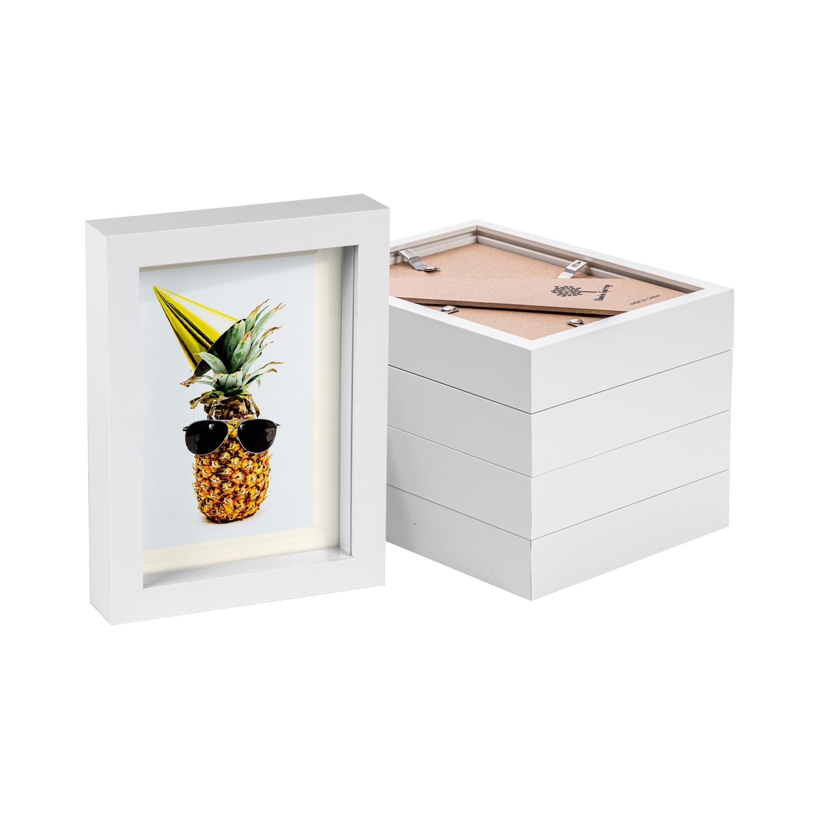 5x White 5" x 7" 3D Box Photo Frames Ivory 4" x 6" Mount Craft Shadow Picture