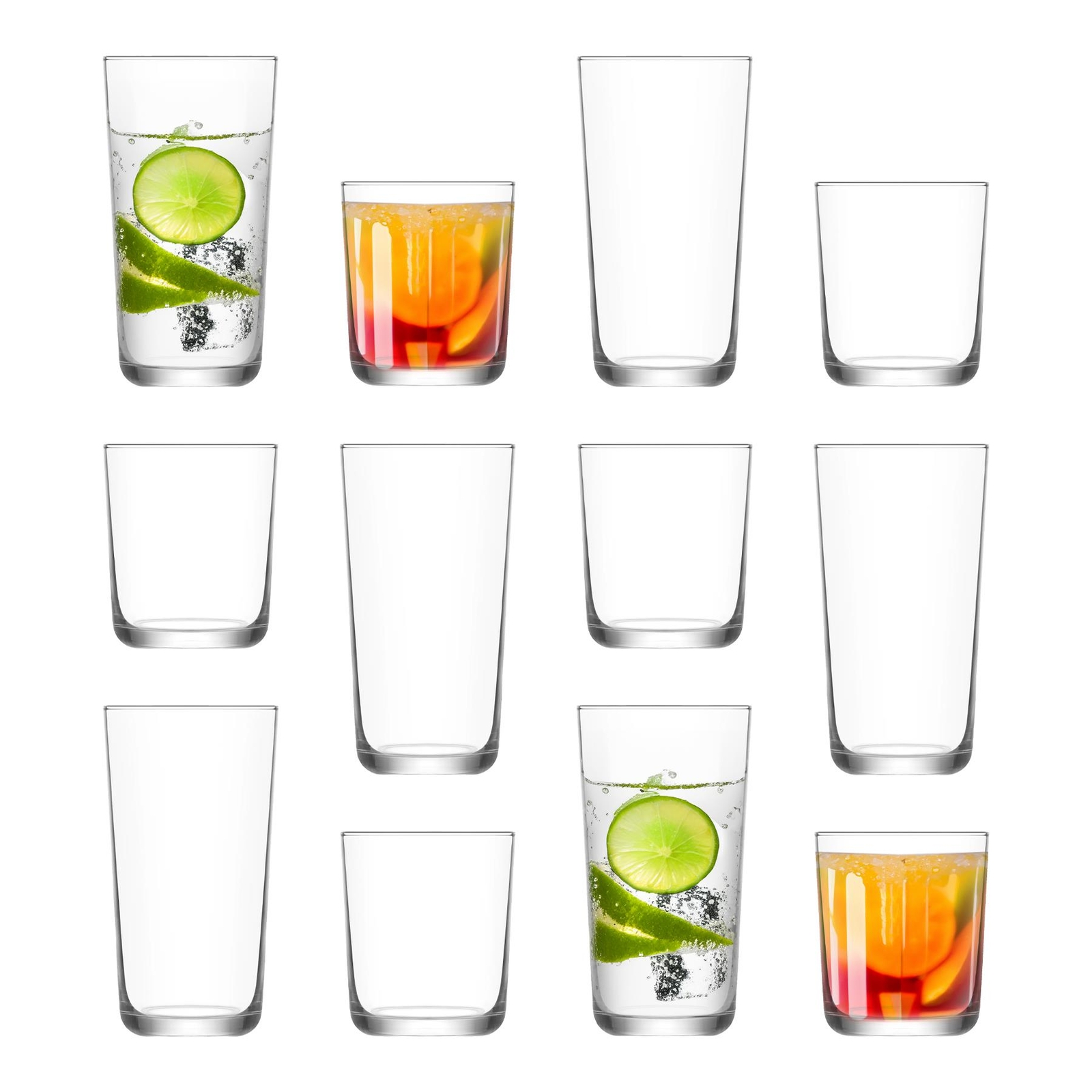 12pc LAV Assos Highball Glasses & Tumblers Set Juice Cocktail Drinking Set