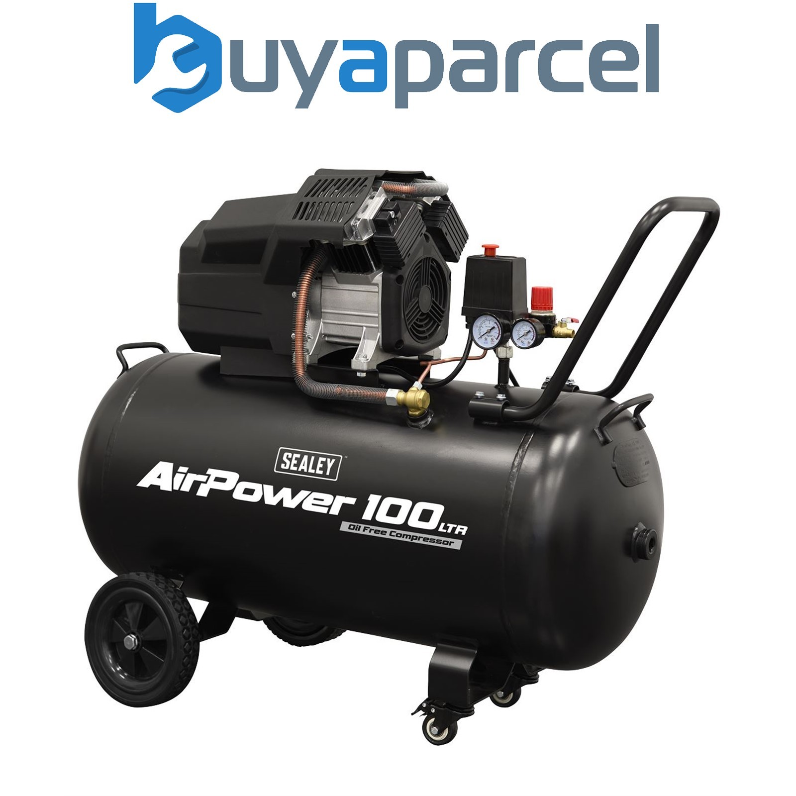 Sealey SAC10002 Air Compressor 100L V-Twin Oil Free Direct Drive 3hp