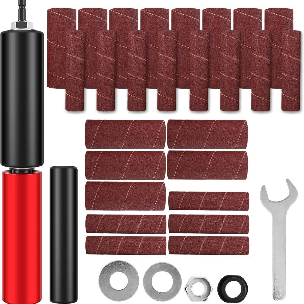 Drum Sander Set,Rubber Sanding Drum Spindle Sander Adapter with 120 Grit4704