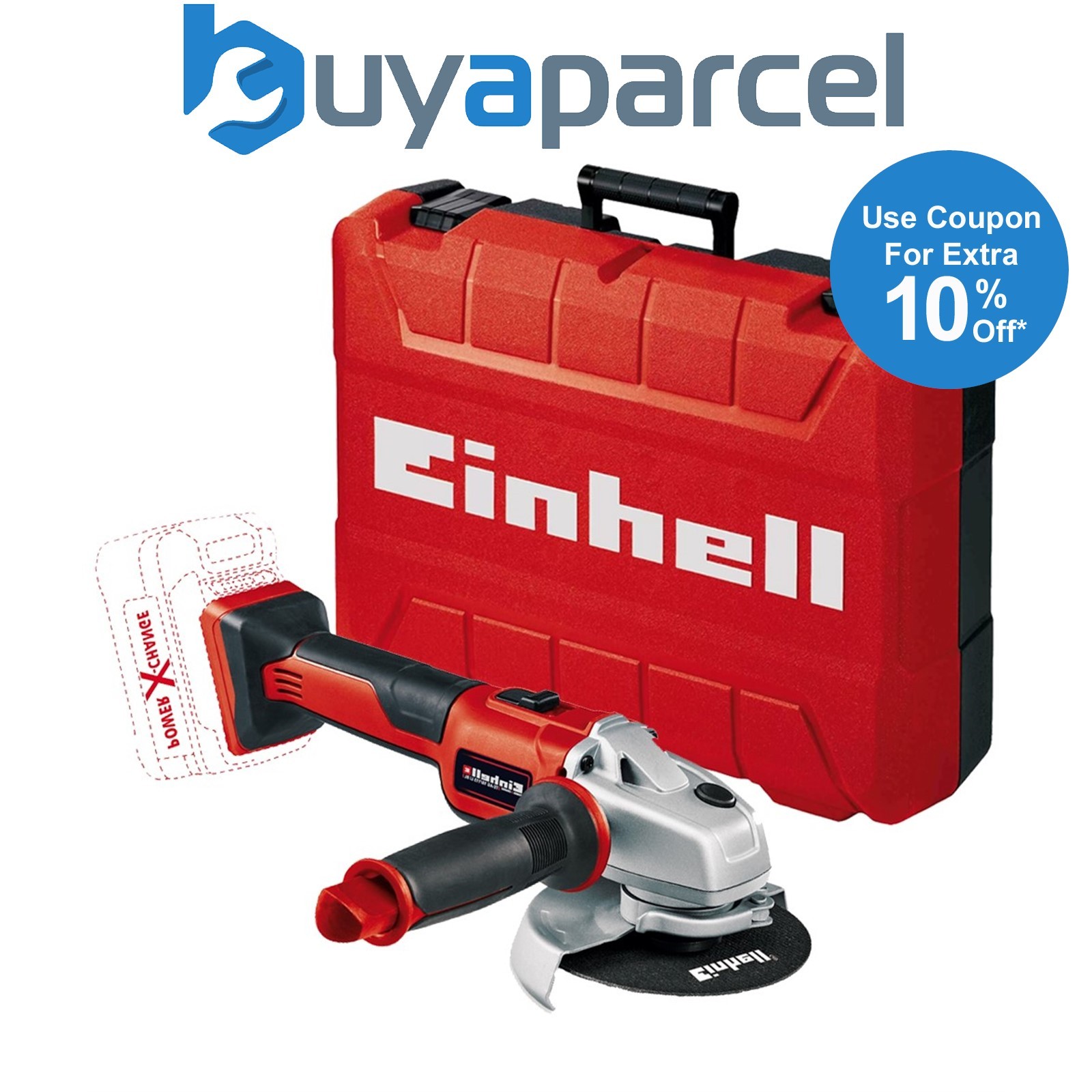 Einhell 18v Cordless Brushless Angle Grinder 115mm Axxio Power X-Change + Case