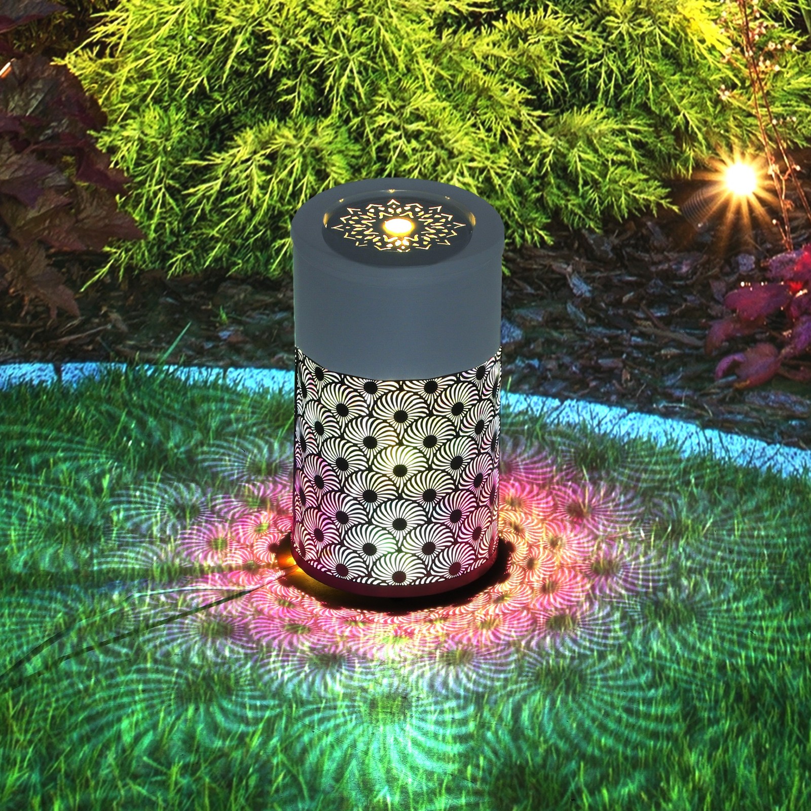 Garden Water Feature with Adjustable Flow, LED, Waterfall Fountain, Light Grey