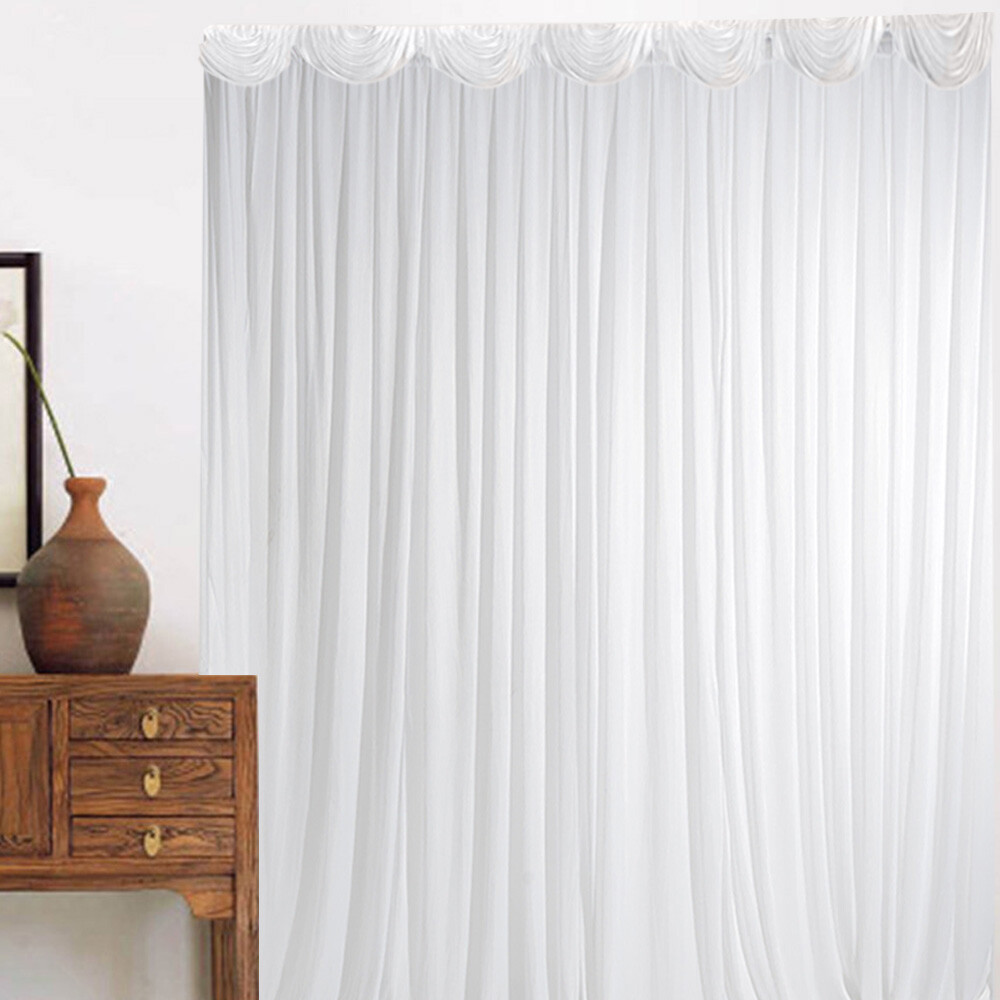 3M X 3M White Backdrop Curtains Wedding Party Ice Silk Detachable Decorations