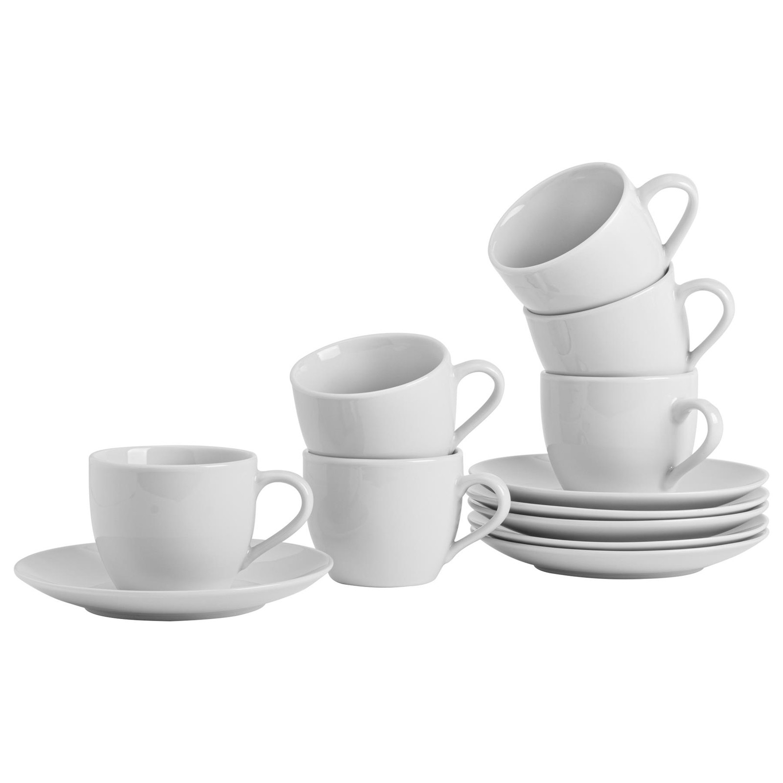 48 Piece Classic White Teacup & Saucer Set Tea Coffee Mugs 220cm