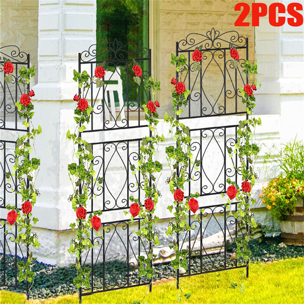 Heavy Duty Garden Trellis 6 Panels Black Metal Mesh Climbing Plant Support Frame