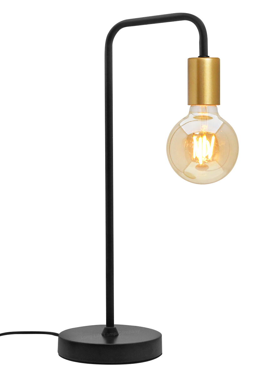 Retro Vintage Pipe Range Black Gold Sleek Table Desk Bedside Lamp H3009