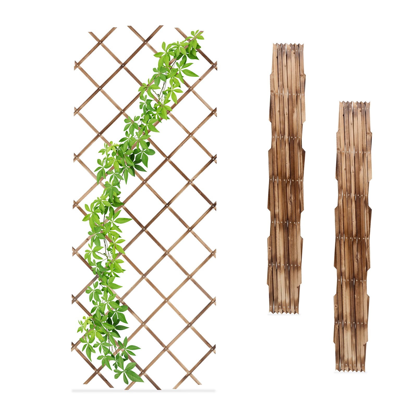 Frame Panel Brown Extendable Trellis 90x180cm Set Wood Plant Climbing Support