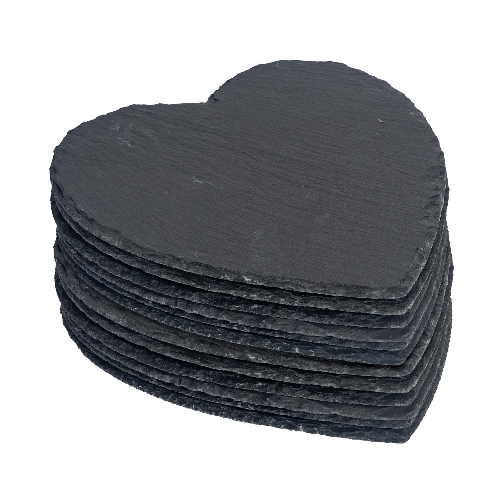 12x Heart Slate Placemats 25cm Natural Rustic Dining Table Place Mats Set