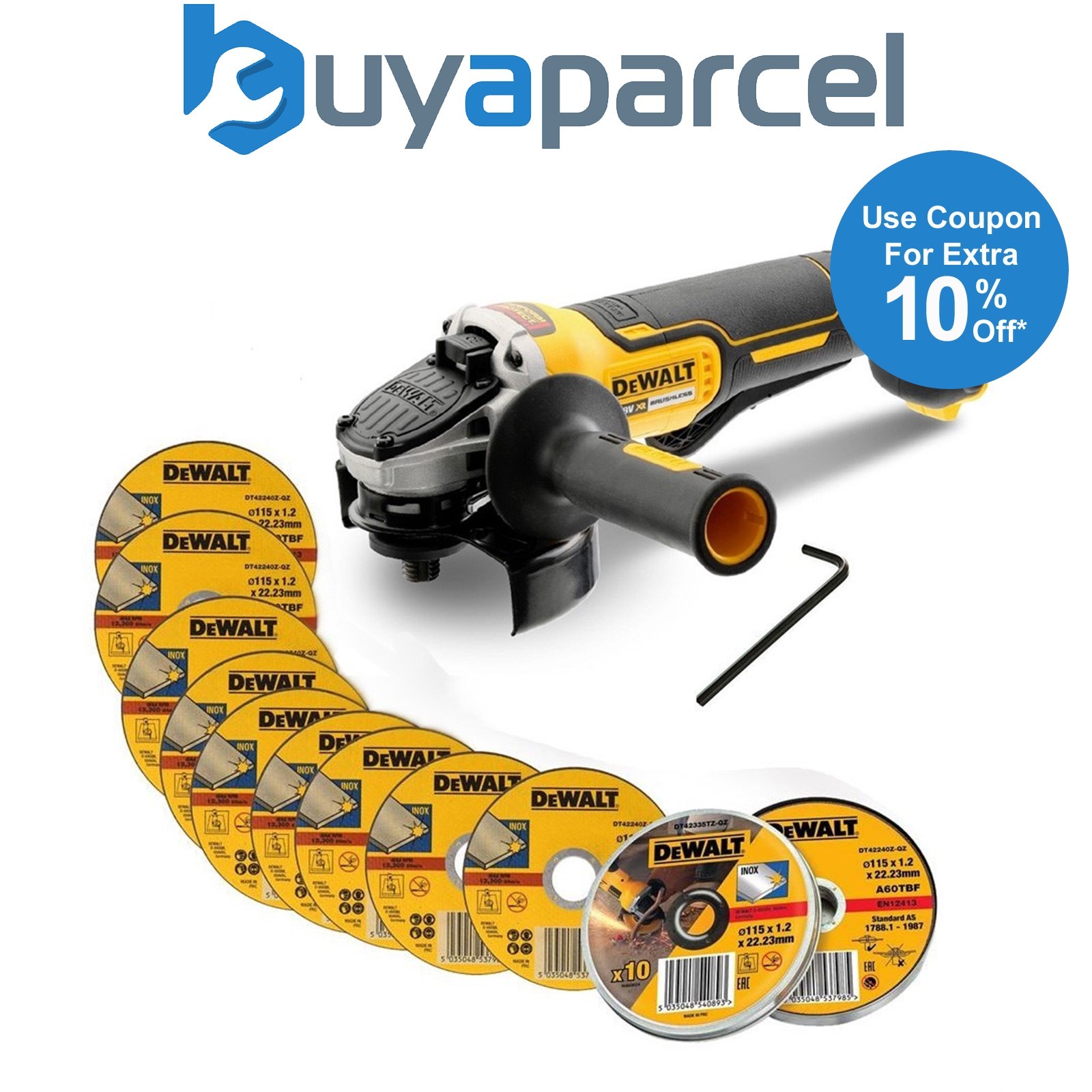 Dewalt DCG406N 18v XR Brushless Cordless 125mm Angle Grinder Paddle Switch +Disc