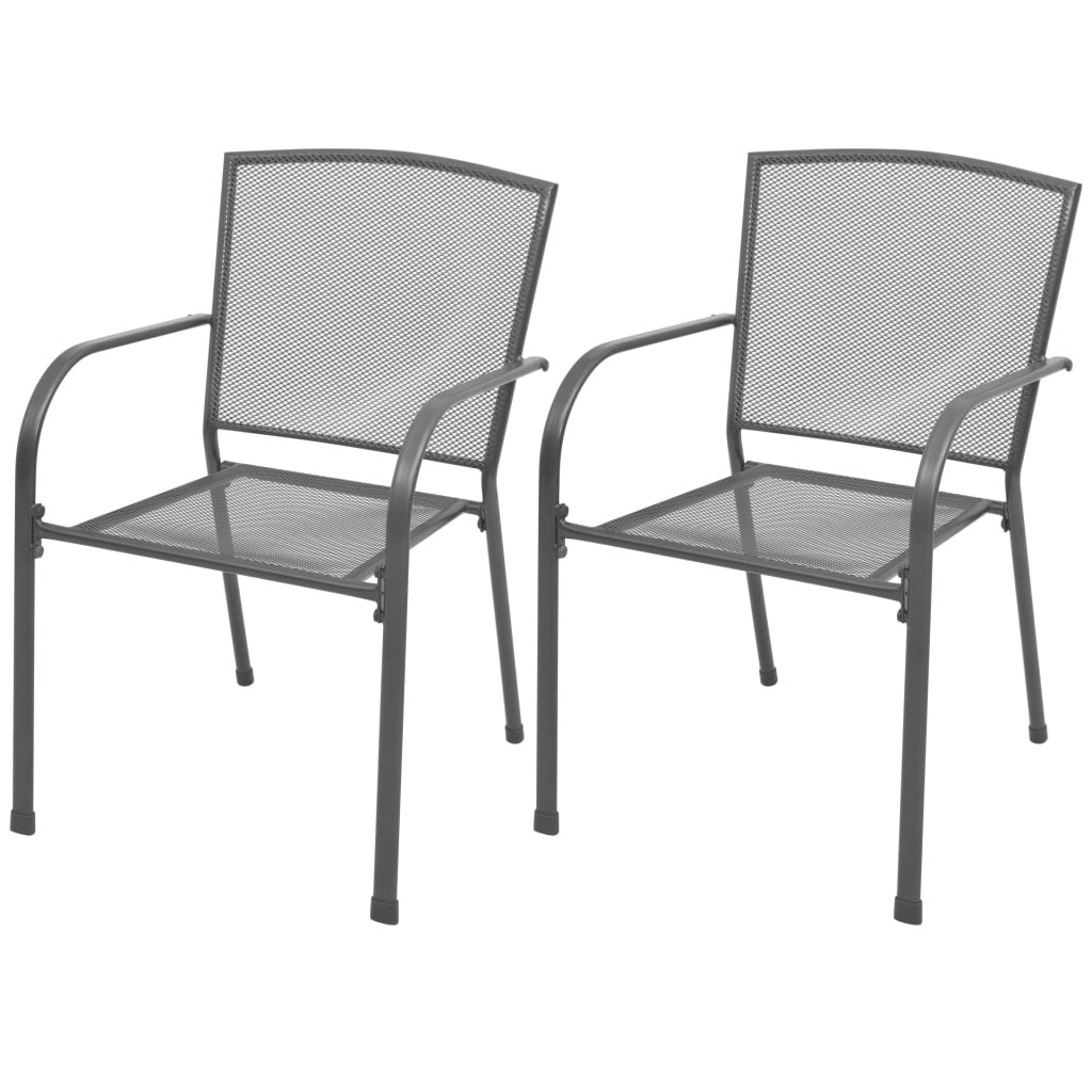 2x Outdoor Stacking Dining Chairs Mesh Garden Seat with/without Cushion vidaXL