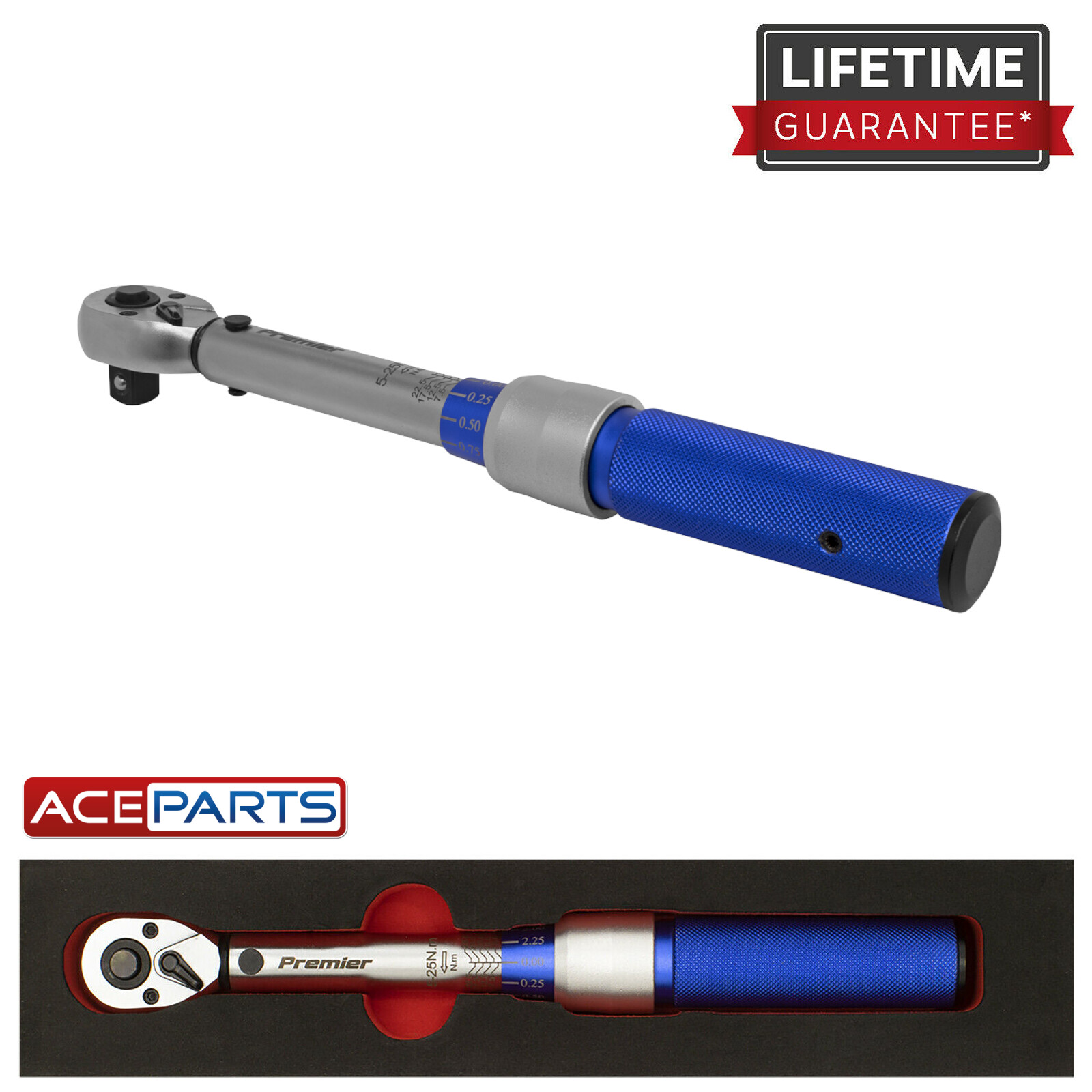 Sealey STW902 Torque Wrench Micrometer Style 3/8"Sq Drive 5-25Nm - Calibrated