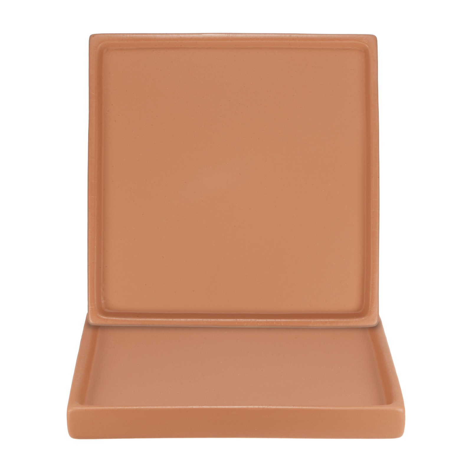 2-Pack Ceramic Plant Saucer, 7.1 Inch Saucer Drip [Square Dark Orange]