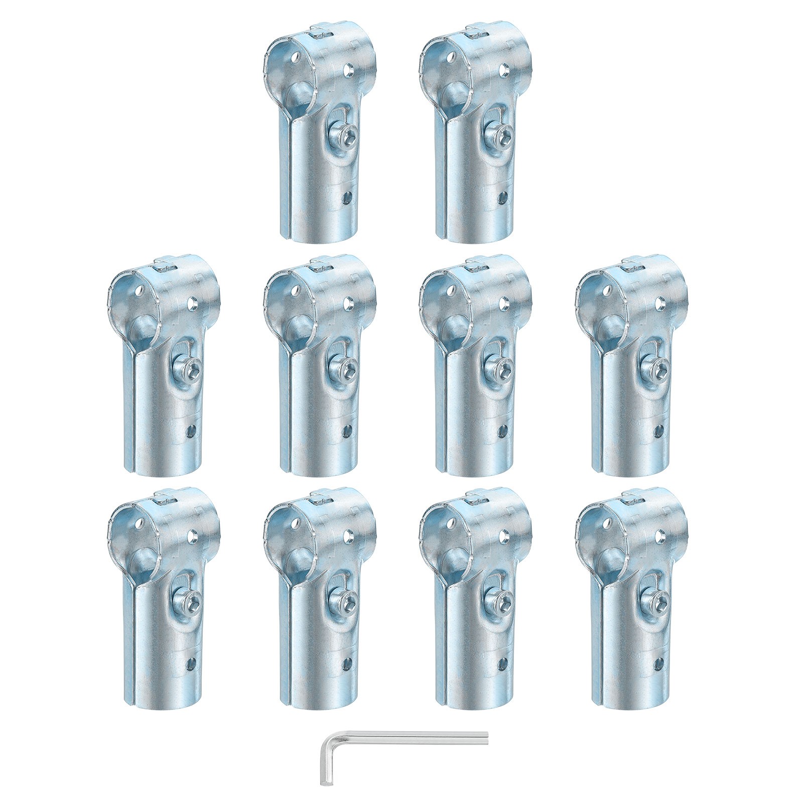 10Pcs Tee Pipe Clamp Connector, 2 Way End Rail Clamps Fit OD 1 Inch (25mm) Tube