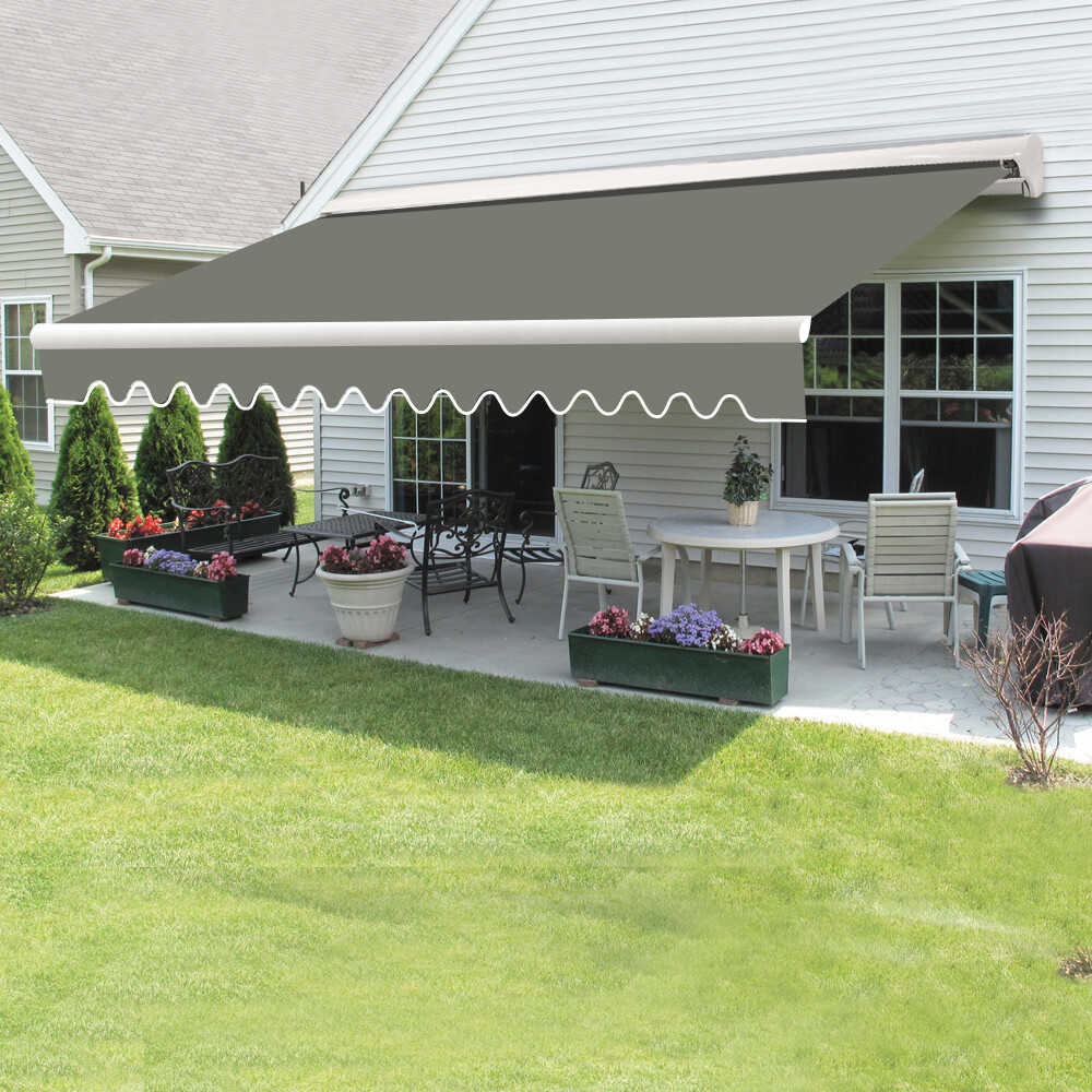 4.5x3m Half Cassette Manual Grey Awning Garden RetractableOutdoor Shelter Canopy