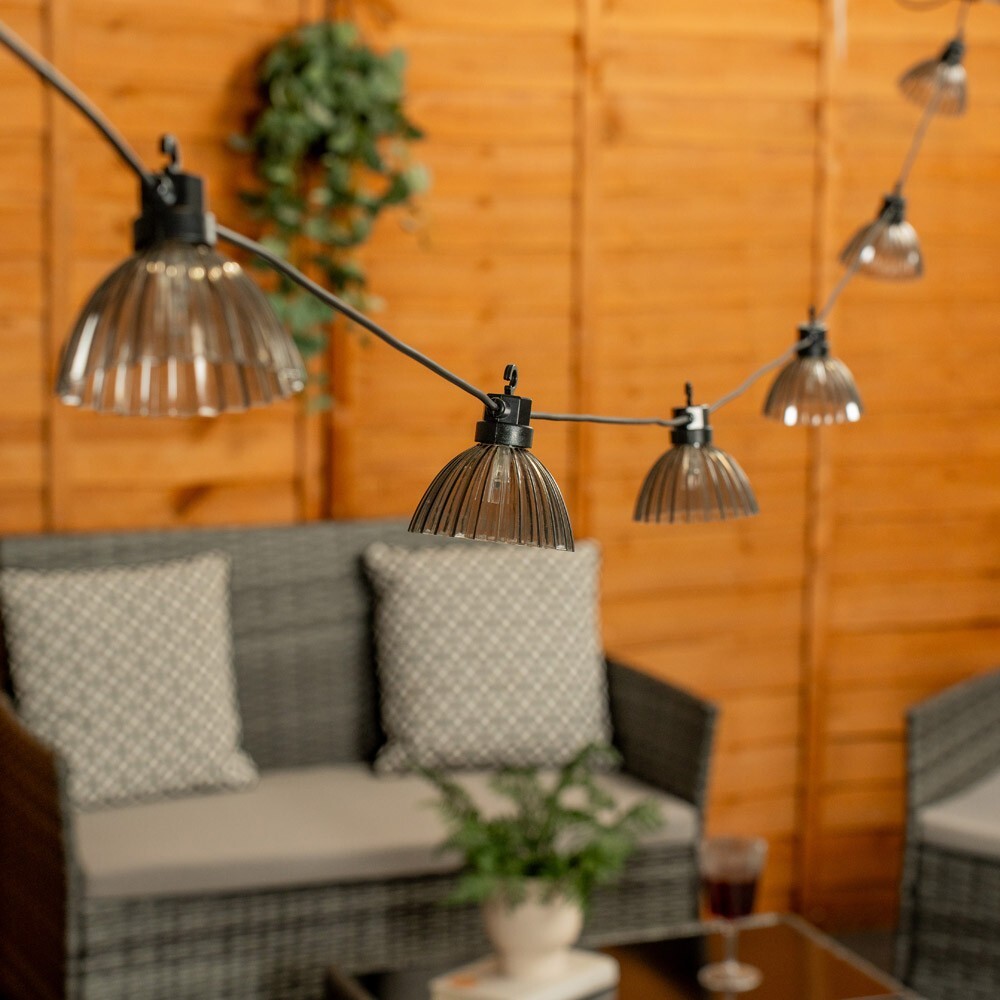 6 x Battery Operated Smoked Pleated String Lights Outdoor Garden LED Lighting