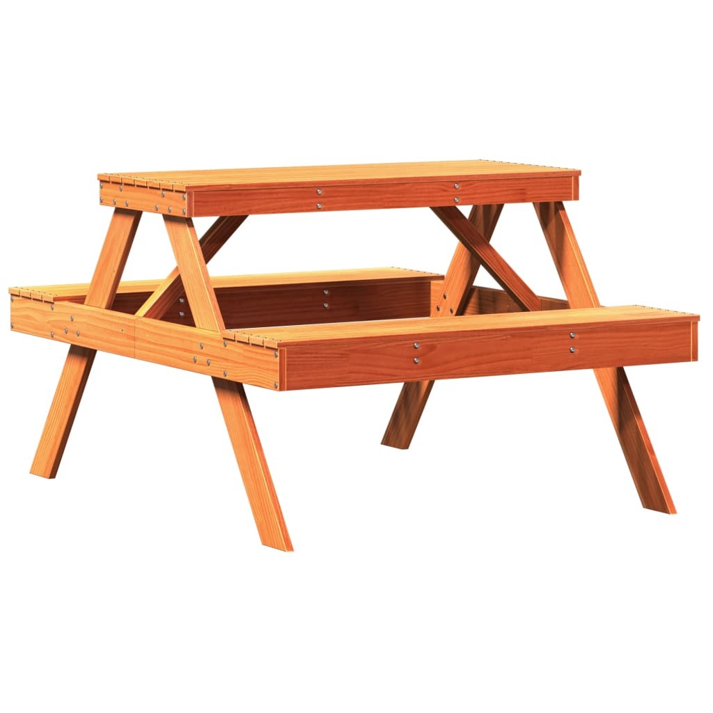 Picnic Table Outdoor Patio Garden Wax Brown Solid Wood Pine vidaXL