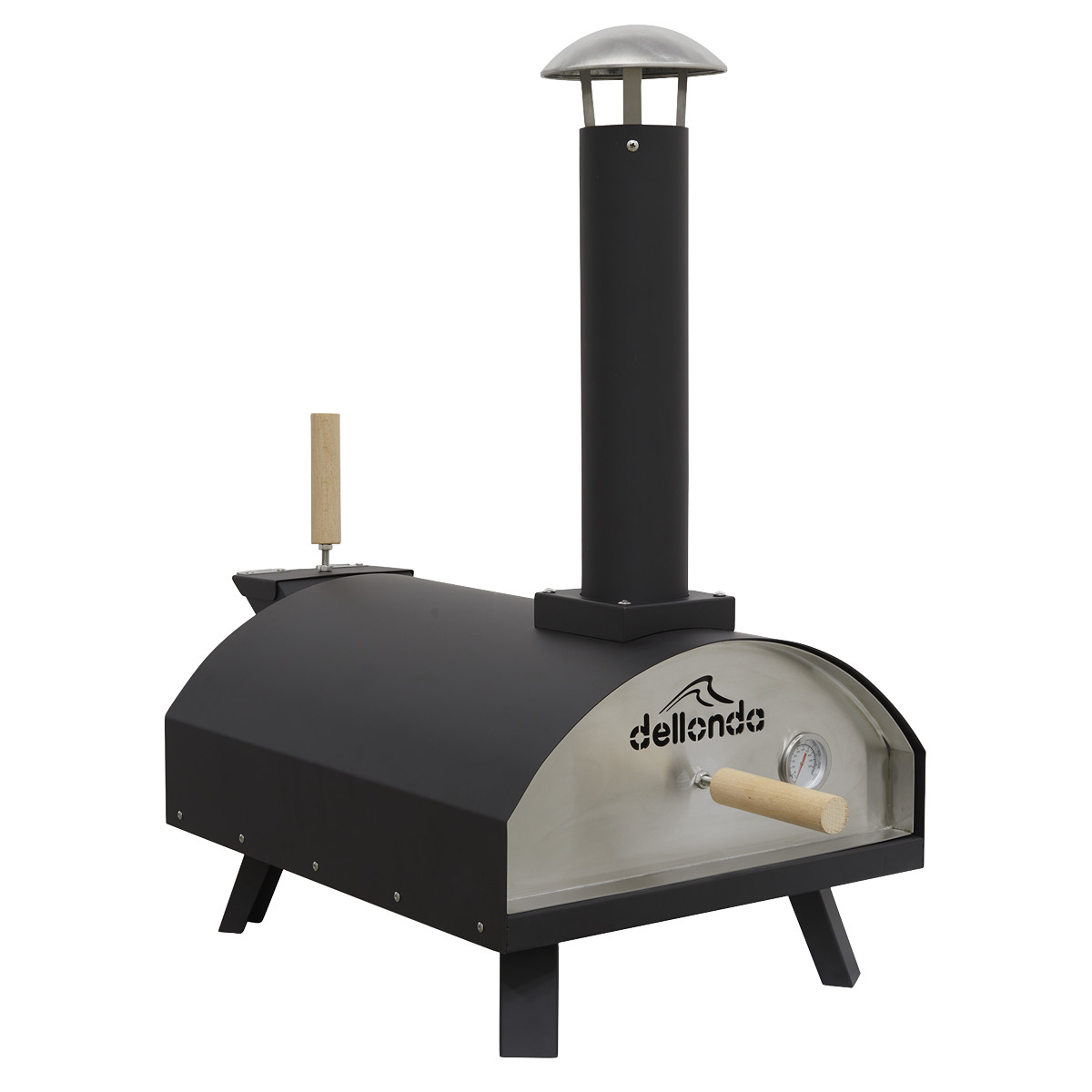 Dellonda Portable Wood-Fired 14" Pizza Meat Oven Smoking Oven Black Steel DG10