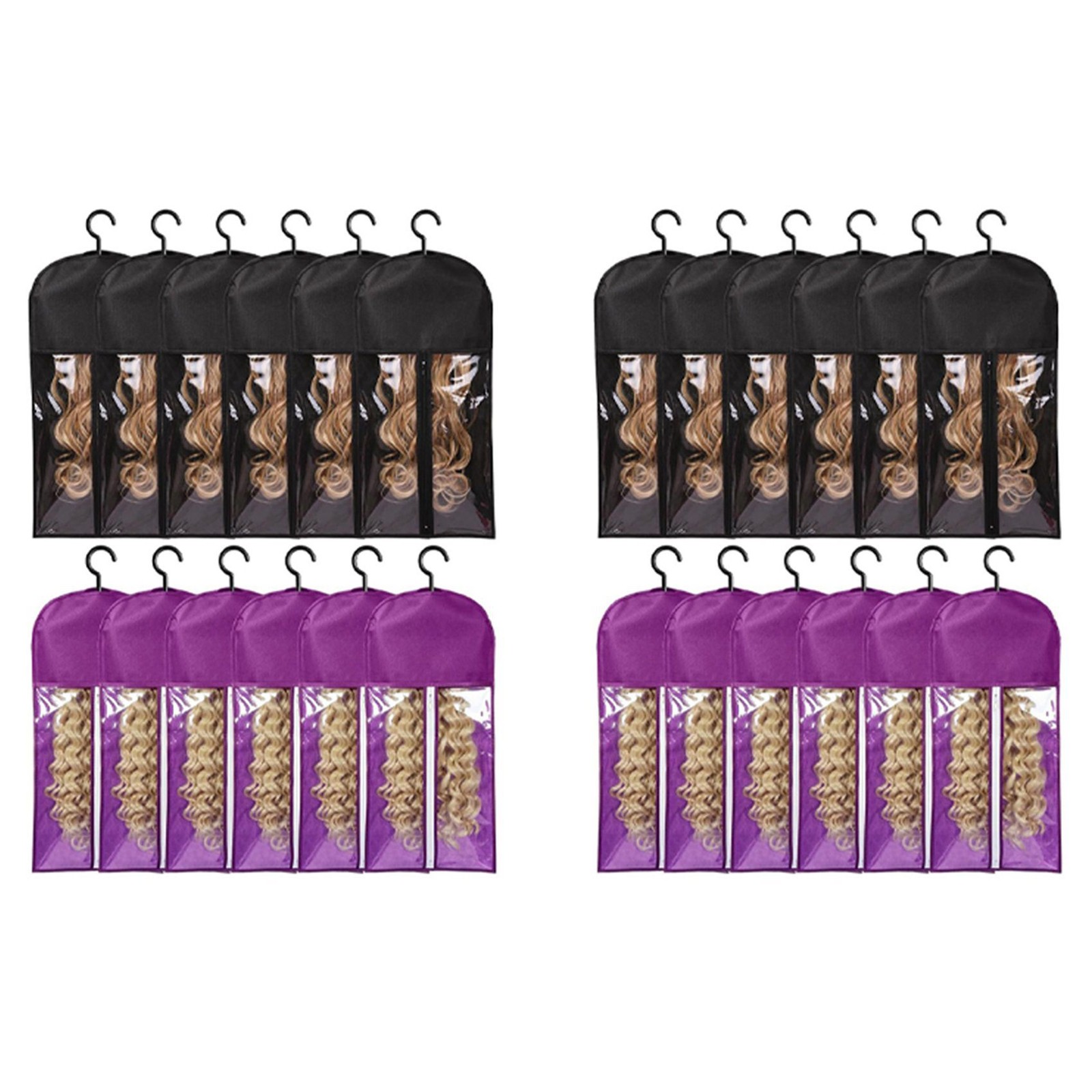 24PCS Wig Bags Storage with Hanger Hair Extension Holder Wig Storage for9615