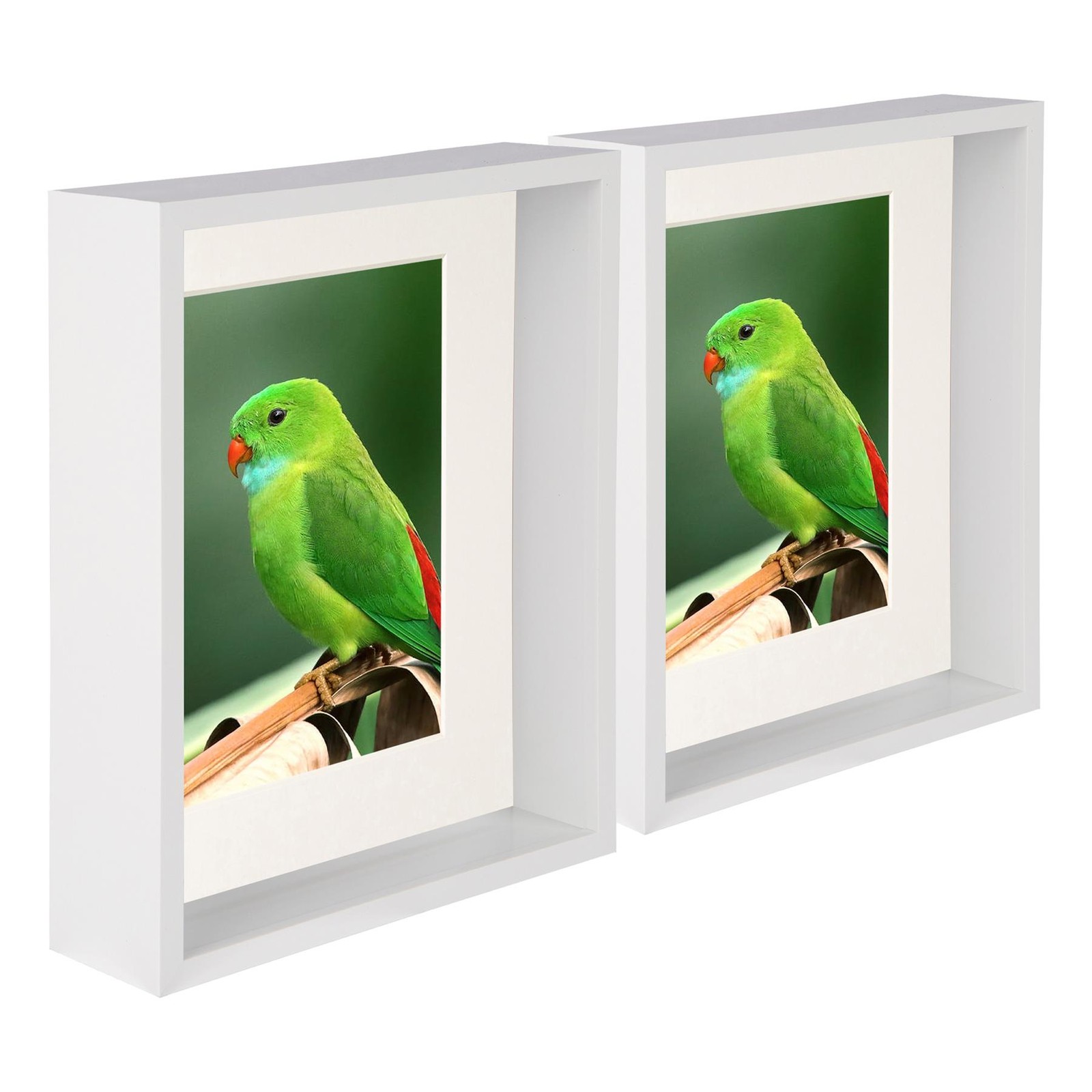 5x White 8" x 10" 3D Deep Box Photo Frames Ivory 5" x 7" Mount Shadow Picture