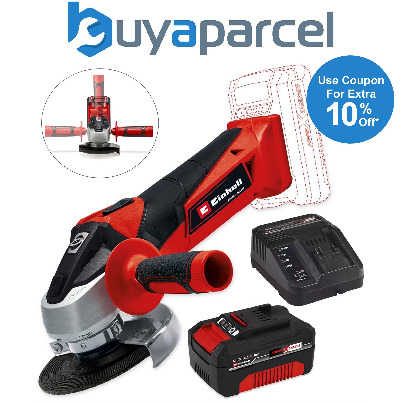 Einhell TC-AG 18/115 Li 18v Cordless Angle Grinder 115mm Power X-Change 1x4Ah