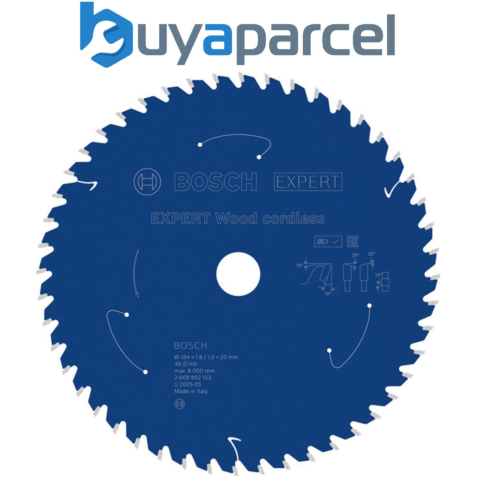 Bosch EXPERT Wood cordless Circular Saw Blade 184 x 1.6/1 x 20 mm T48 2608902153