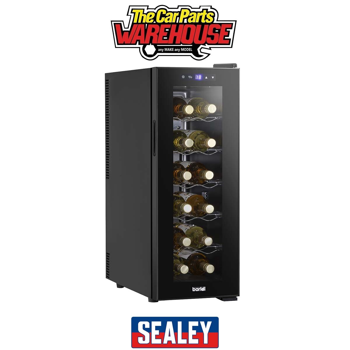 Sealey DH73 Baridi 12 Bottle Wine Fridge & Cooler - Black
