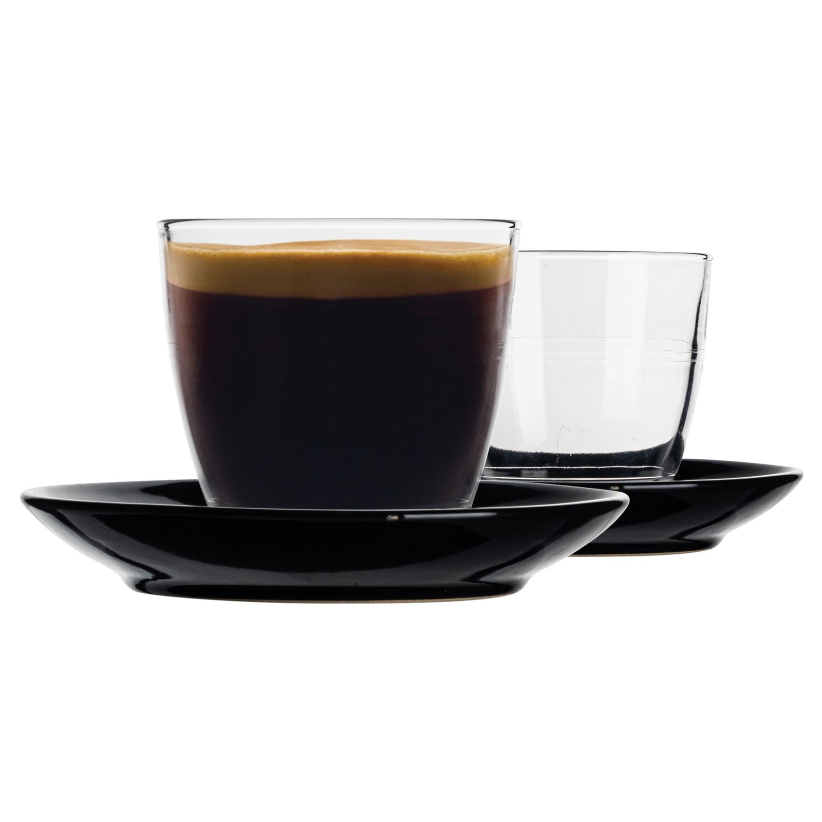 12 Piece Gigogne Mismatched Coffee Cup & Saucer Set Tumbler Mug 220ml Black
