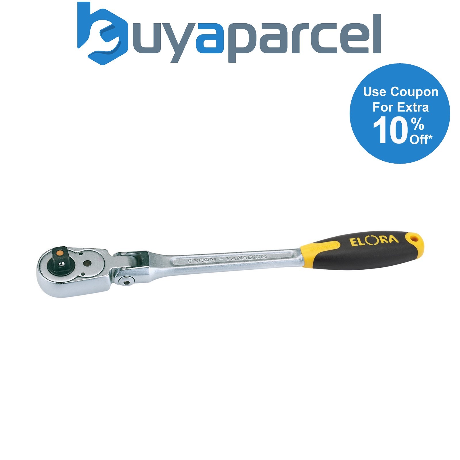 Draper 58750 Elora Quick Release Soft Grip Reversible Ratchet with Flexible Head