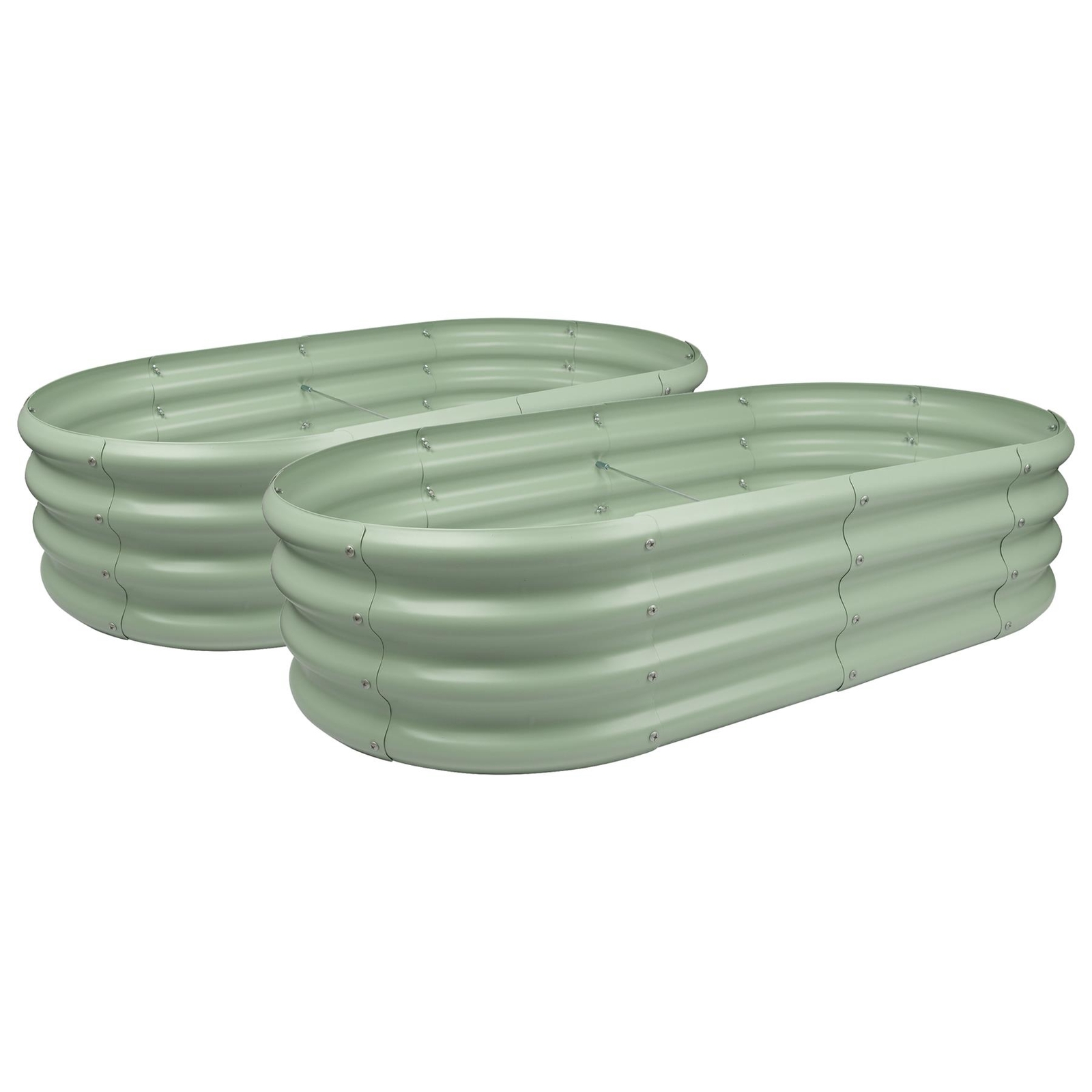 2x Green 120cm x 60cm Rounded Galvanised Steel Raised Garden Beds Planter Box