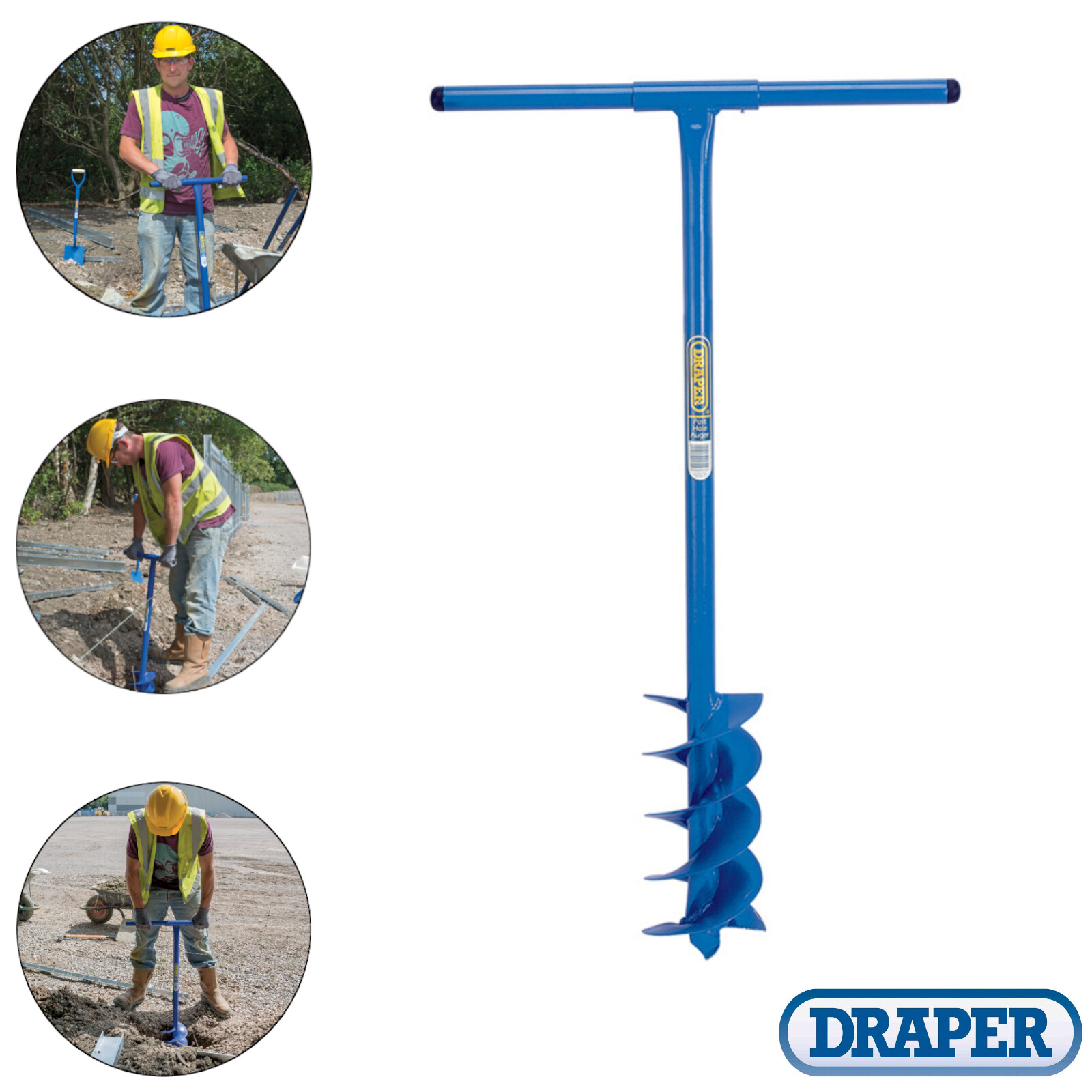 Draper 24414 1M 150mm Bore Fence Post Auger Hole Drill Digger Manual Tool 1050mm