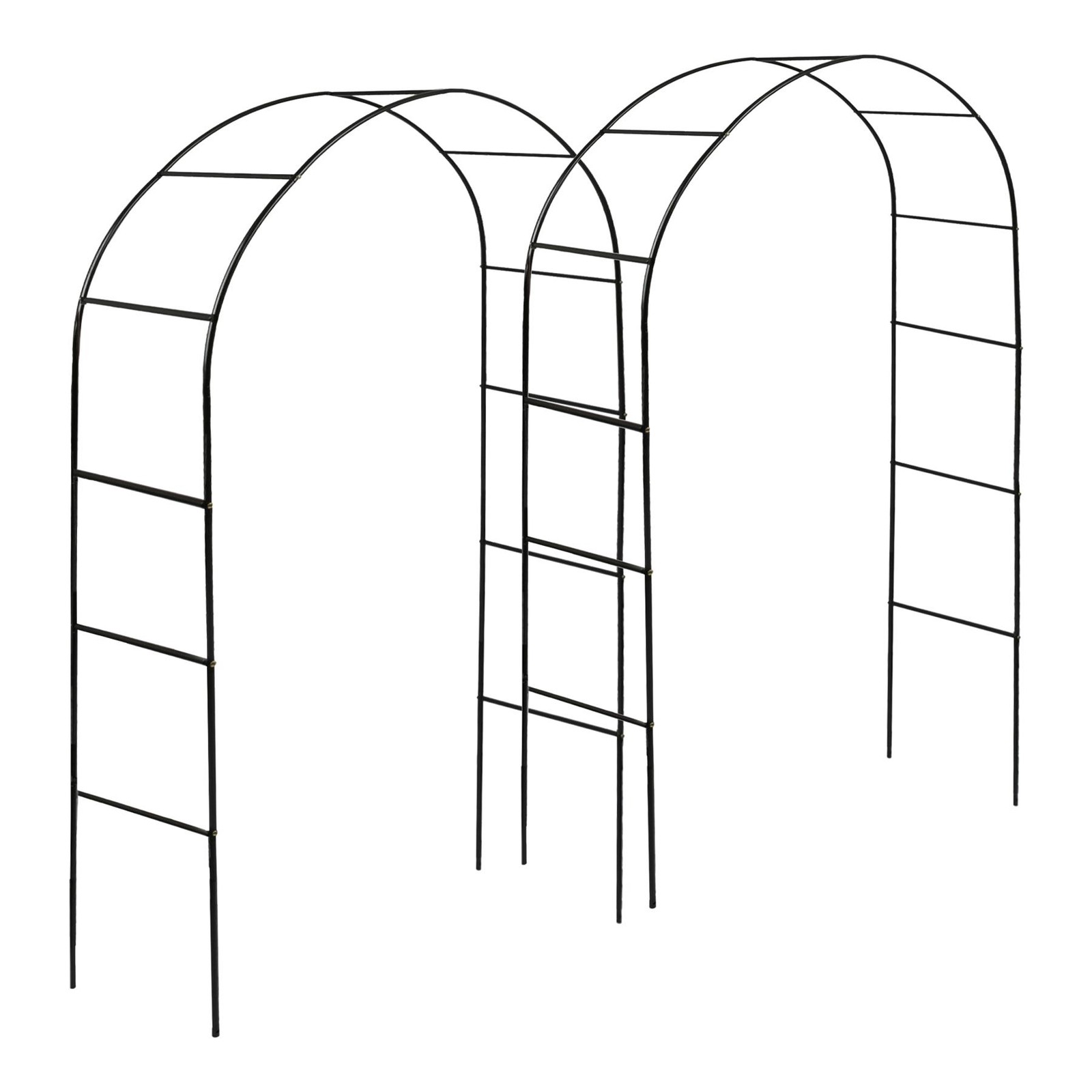 2x Metal Garden Arbour Arches 2.4M x 1.4M Black Climbing Plant Archway Frame