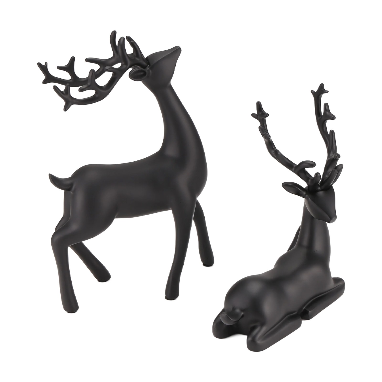 Reindeer Figurines Set of 2 Resin Deer Statues Sculpture Deer Ornaments2978