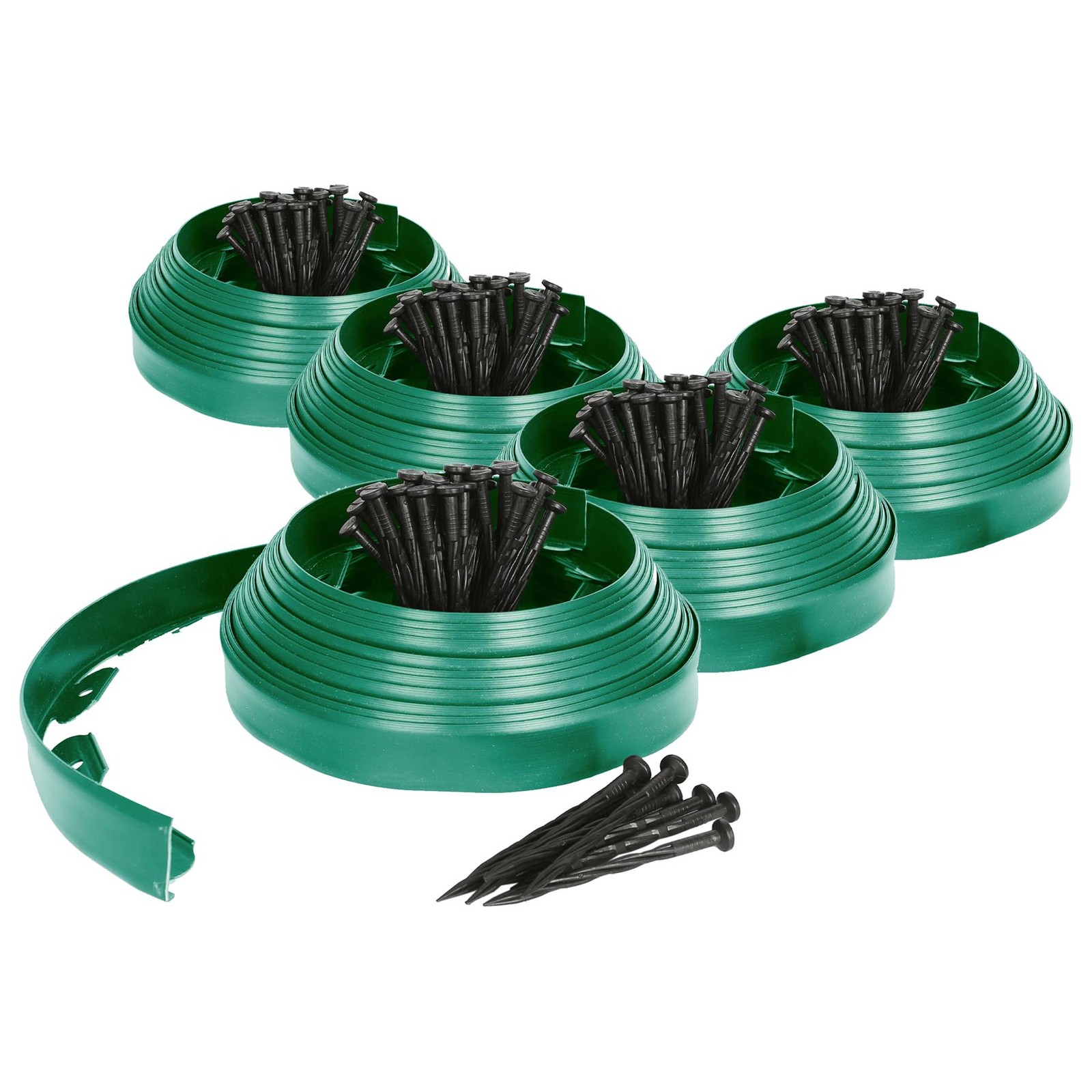 5x Flexible Plastic Lawn & Path Edging 50m x 4cm Green Garden Grass Edge Border