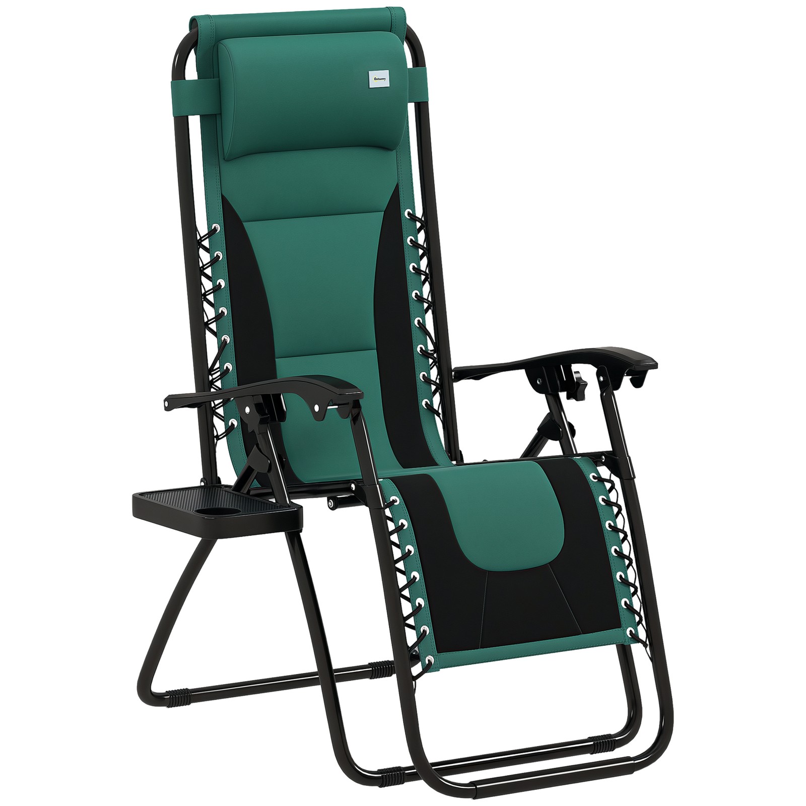 Outsunny Zero Gravity Lounger Folding Recliner Chair w/ Cup Holder Green