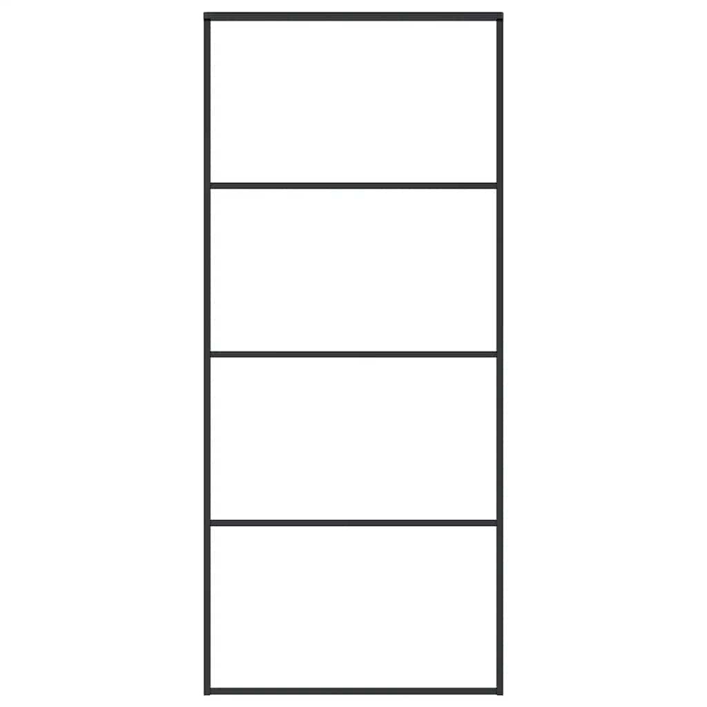 Sliding Door Interior Barn Frosted ESG Glass and Aluminium Black vidaXL