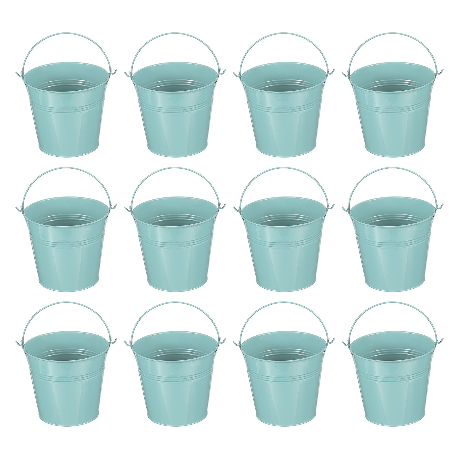 12 Pcs 5.1"x4.7" Small Metal Buckets with Handle Mini Bucket Dark Blue