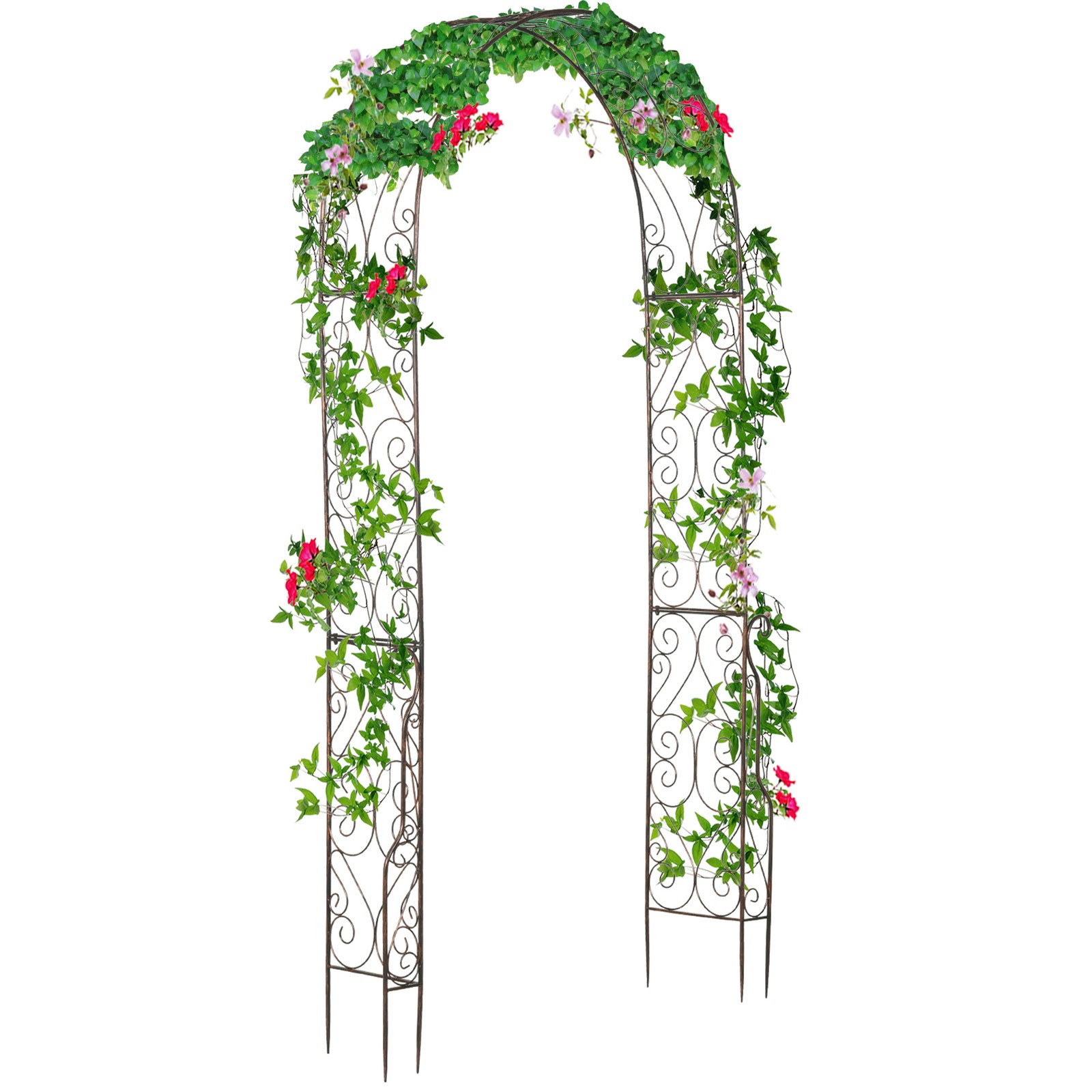 Outsunny Metal Garden Arch Arbour Rose Climbing Archway Plant Wedding Decorative