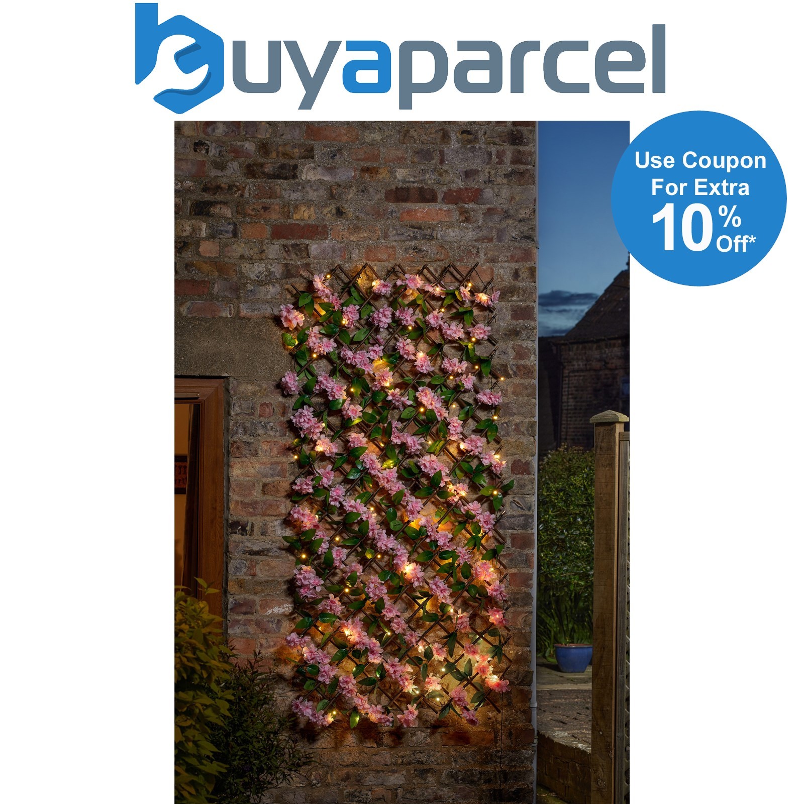 Smart Garden 60x 180cm Expanding Solar Light Pre Lit Pink Blossom Flower Trellis