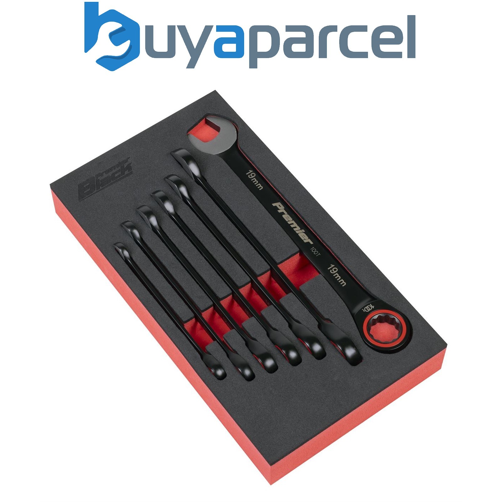 Sealey AK63941B Premier Black Combination Ratchet Spanner Set 7pc