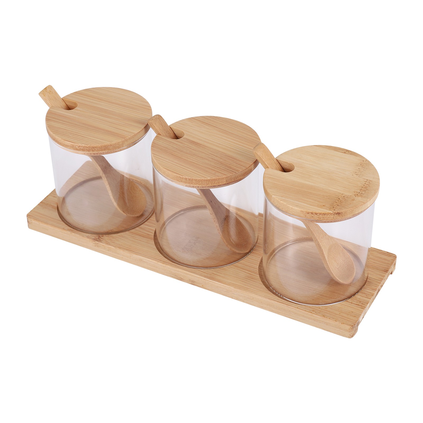 Condiment Jars with Lids and Spoons, Set of 3 Spice Jars Kitchen5134