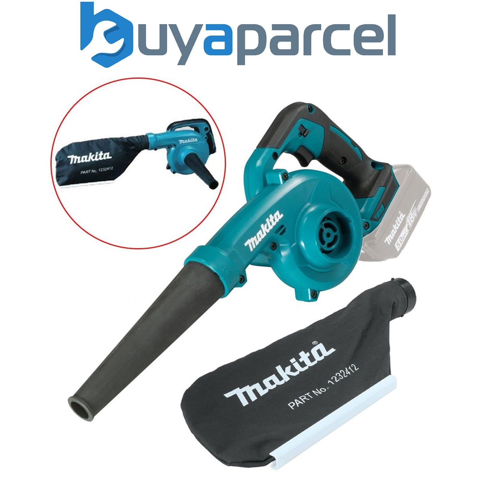 Makita DUB185Z 18v LXT Cordless Blower Vacuum + Leaf Dust Collection Bag - Bare