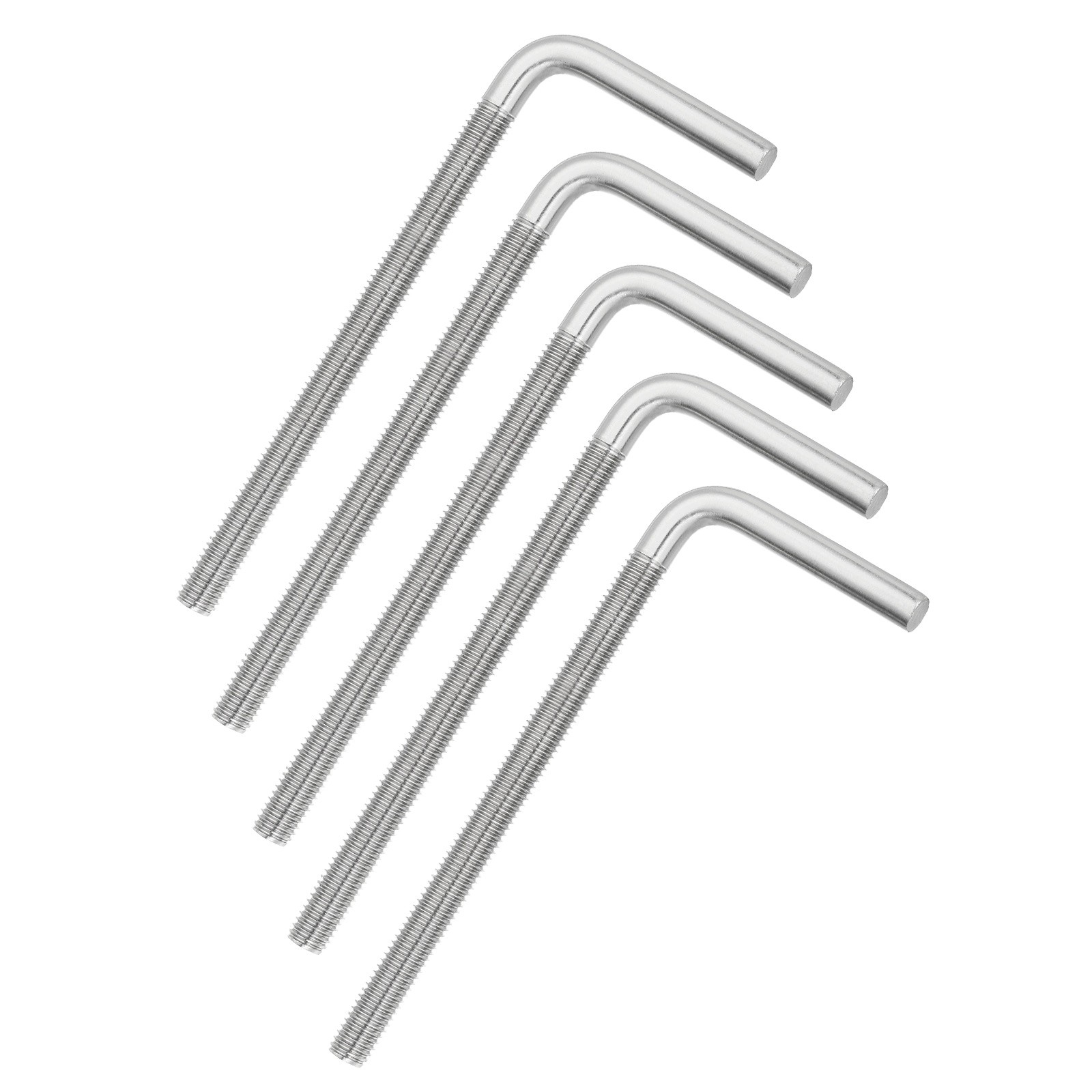 M10x150mm 7/L-Shaped Right Angle Bolt Screw, 5 Pcs